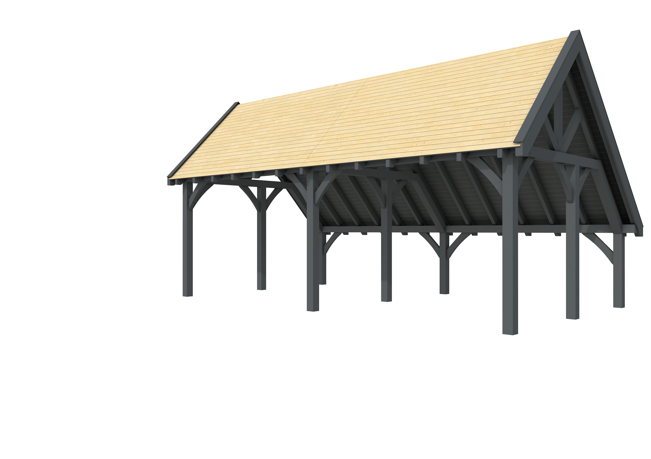 Buitenverblijf kapschuur Excellent II, vuren, basismodel XXL/C, 599x399 cm, antraciet gespoten.