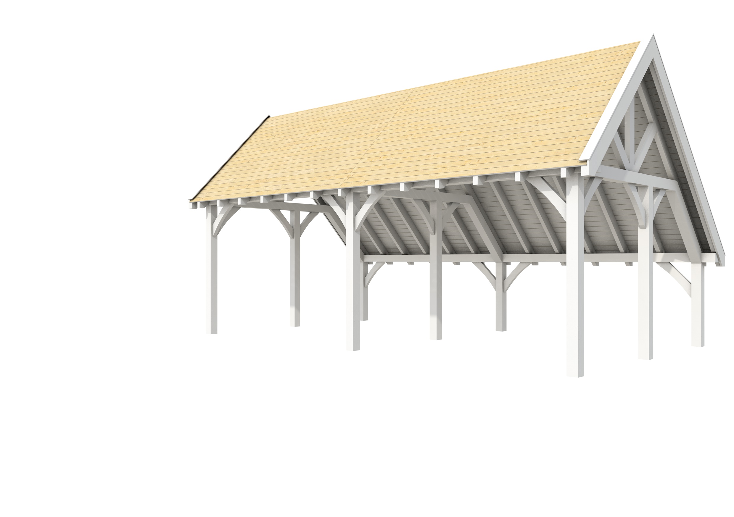 Buitenverblijf kapschuur Excellent II, vuren, basismodel XXL/C, 599x399 cm, wit gespoten.