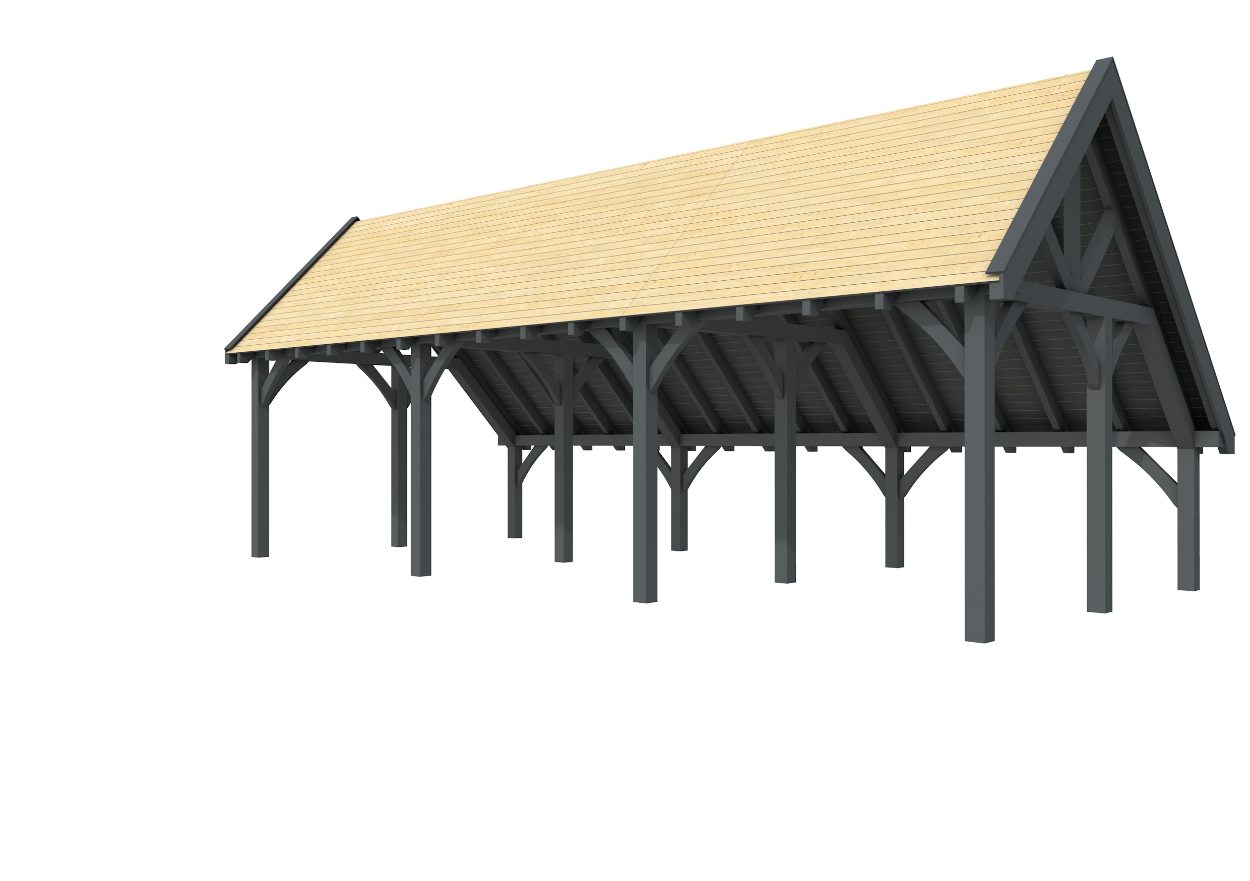 Buitenverblijf kapschuur Excellent II, vuren, basismodel XXL/D, 699x399 cm, antraciet gespoten.