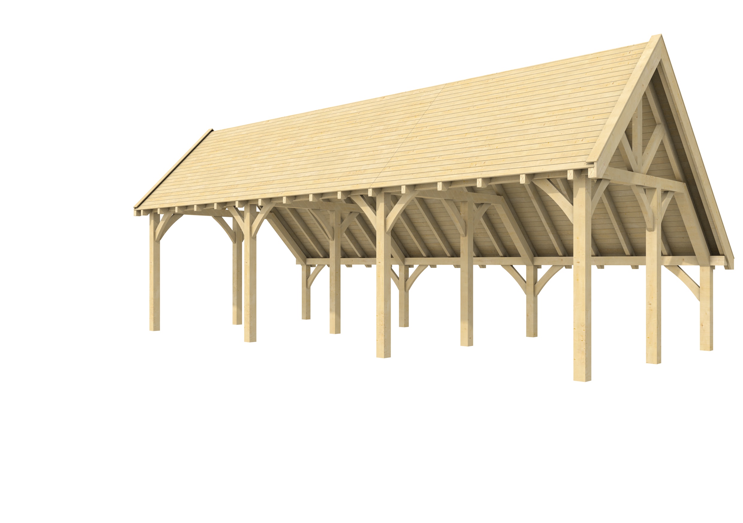 Buitenverblijf kapschuur Excellent II, vuren, basismodel XXL/D, 699x399 cm, onbehandeld.