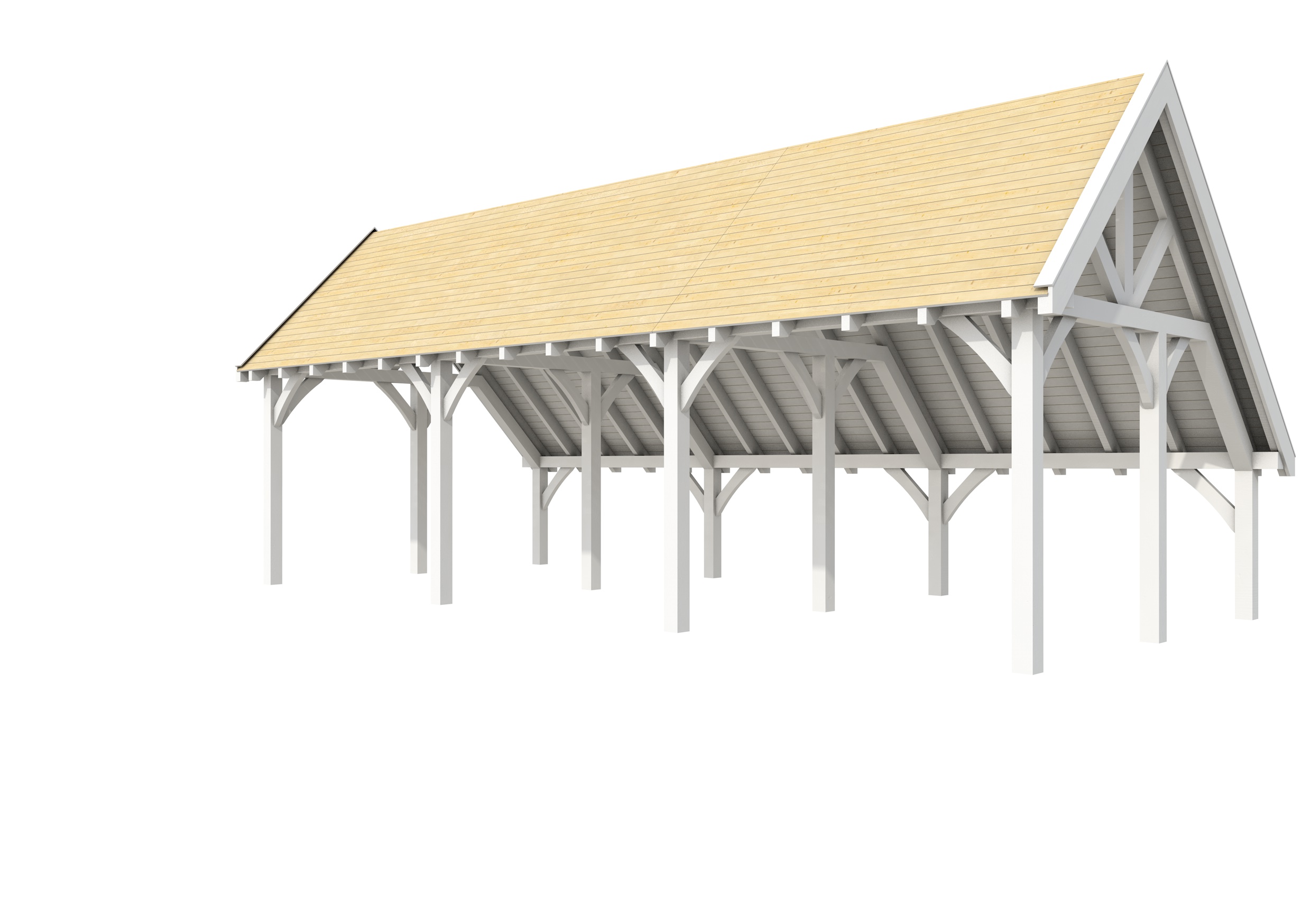 Buitenverblijf kapschuur Excellent II, vuren, basismodel XXL/D, 699x399 cm, wit gespoten.