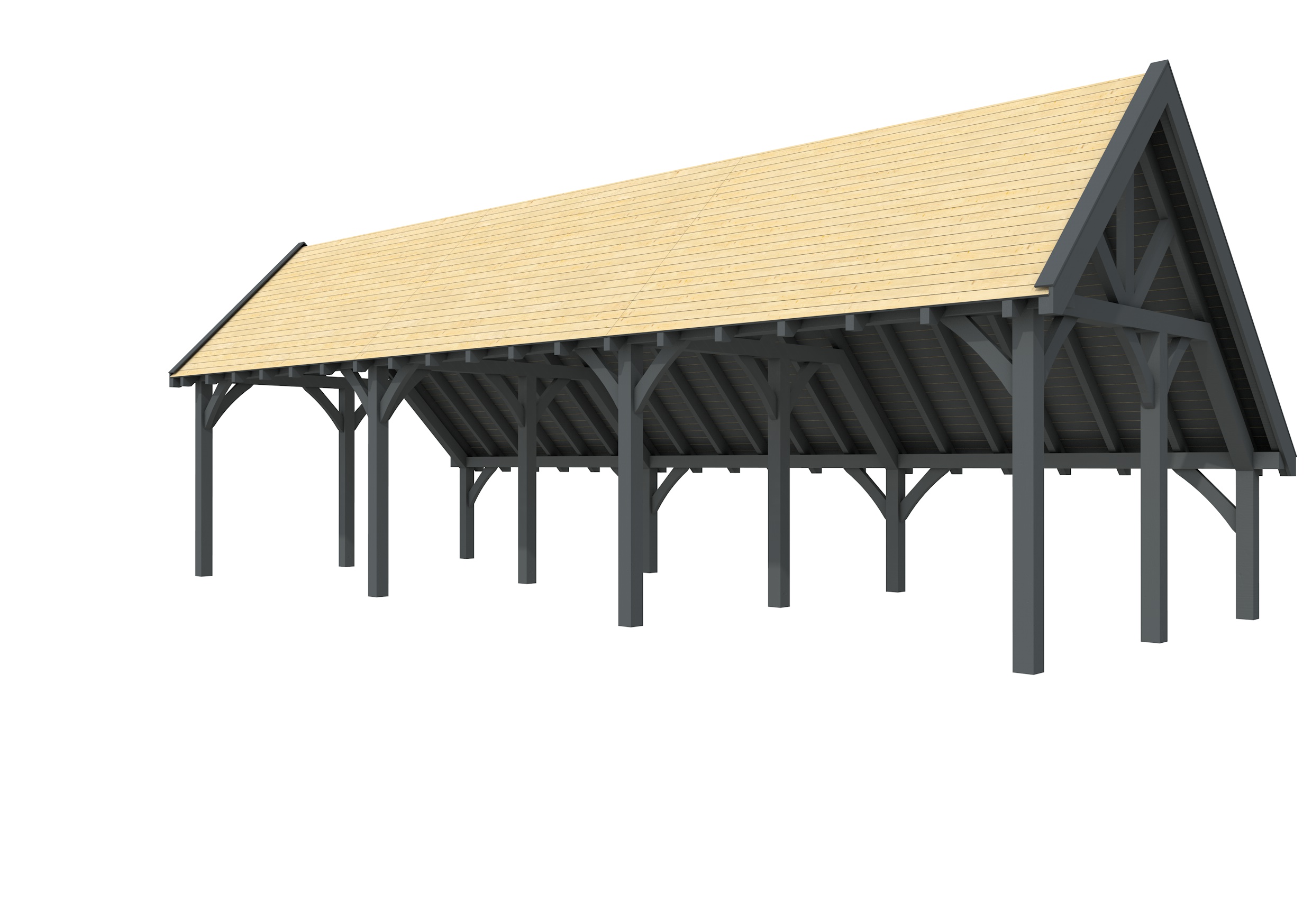 Buitenverblijf kapschuur Excellent III, vuren, basismodel XXL/B, 742x399 cm, antraciet gespoten.