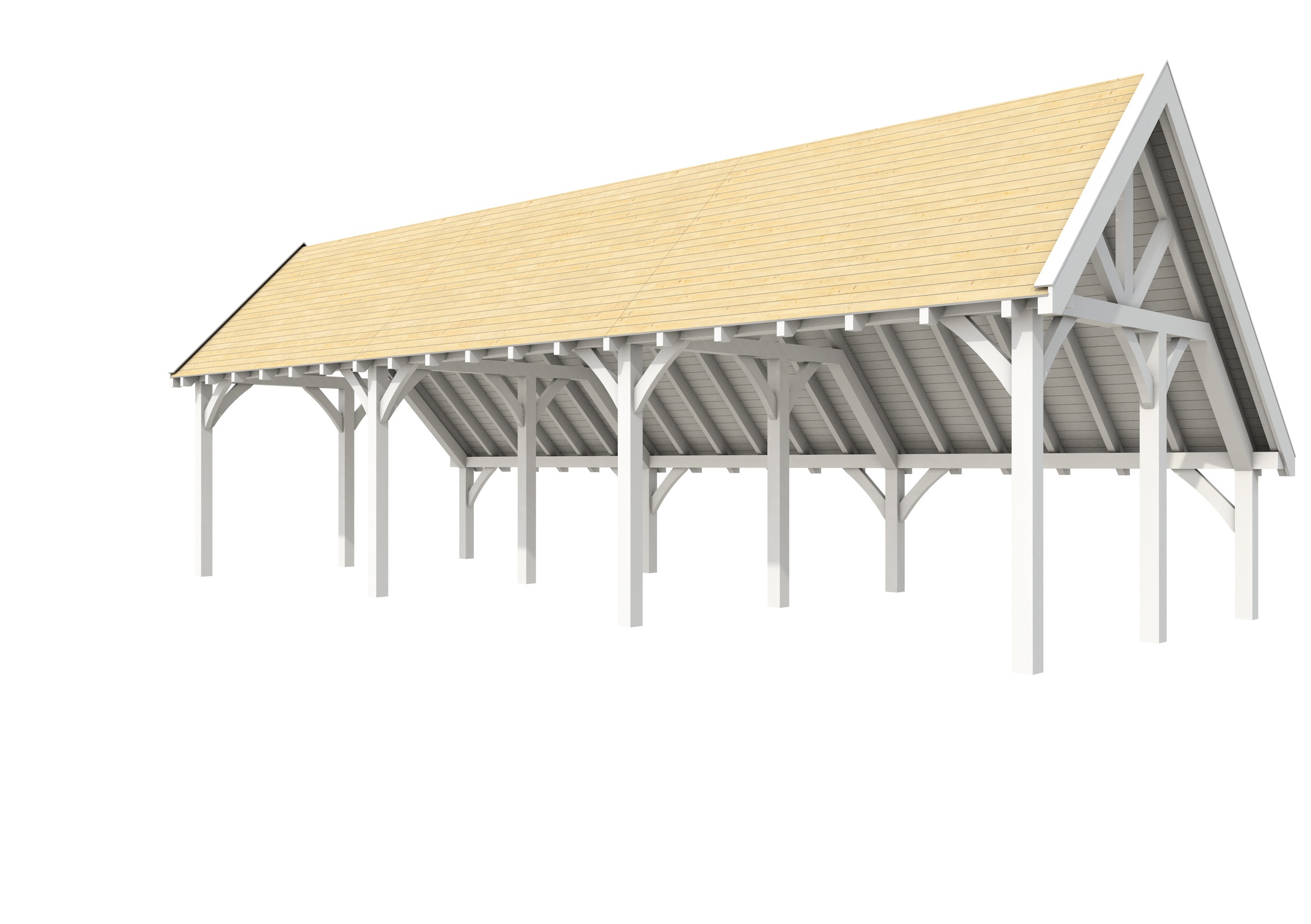 Buitenverblijf kapschuur Excellent III, vuren, basismodel XXL/B, 742x399 cm, wit gespoten.