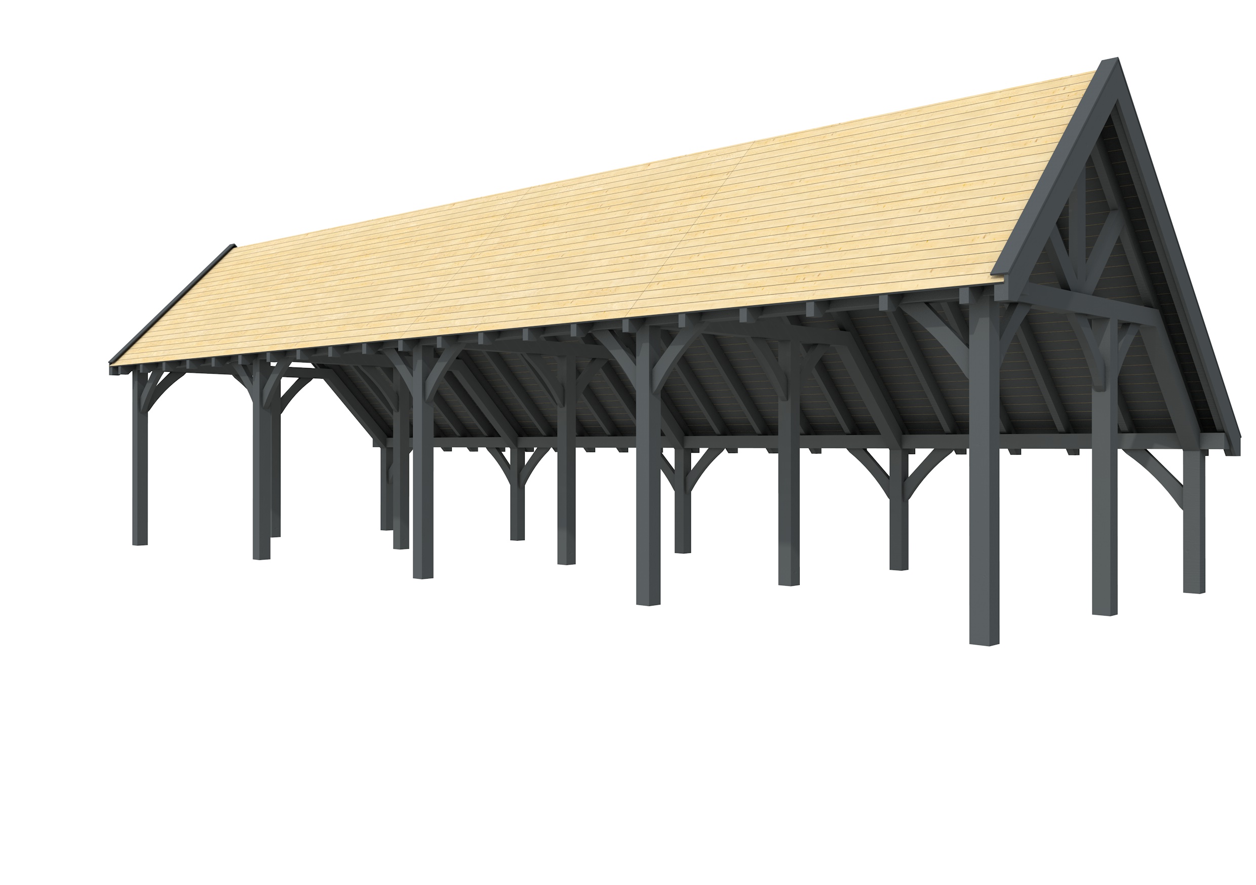 Buitenverblijf kapschuur Excellent III, vuren, basismodel XXL/C, 892x399 cm, antraciet gespoten.