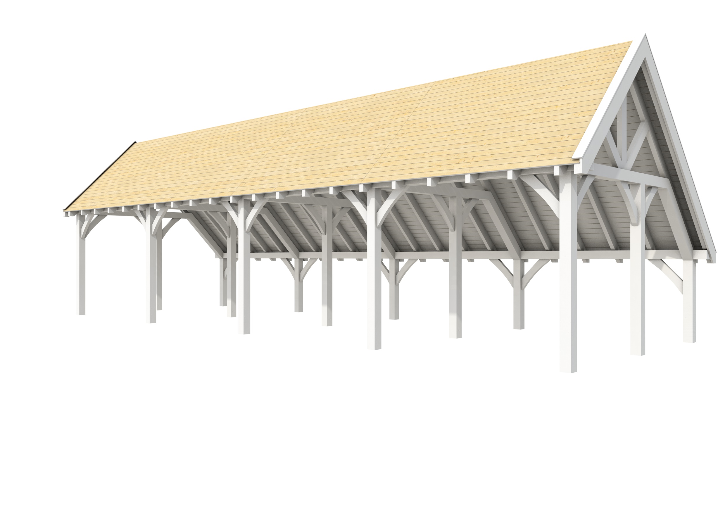 Buitenverblijf kapschuur Excellent III, vuren, basismodel XXL/C, 892x399 cm, wit gespoten.