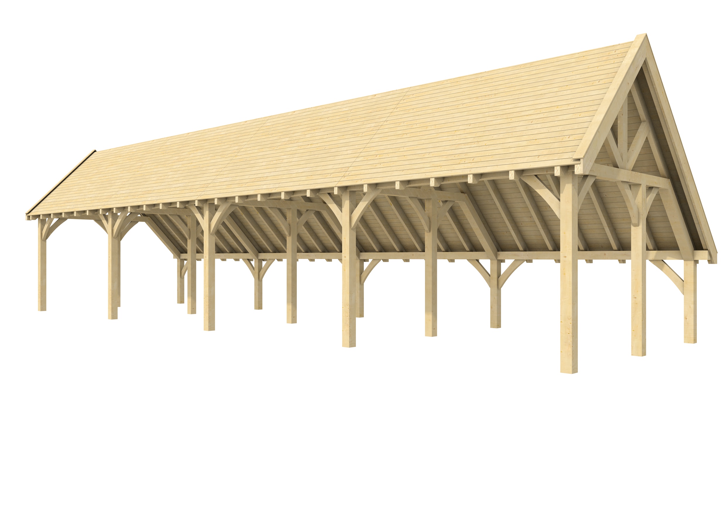 Buitenverblijf kapschuur Excellent III, vuren, basismodel XXL/D, 1042x399 cm, onbehandeld.