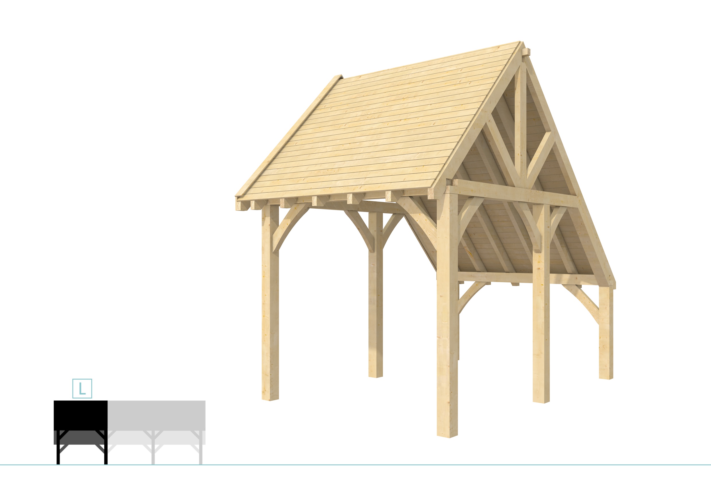 Buitenverblijf kapschuur Excellent Modulair, vuren, linkerdeel XXL/B, 257x399 cm, onbehandeld.