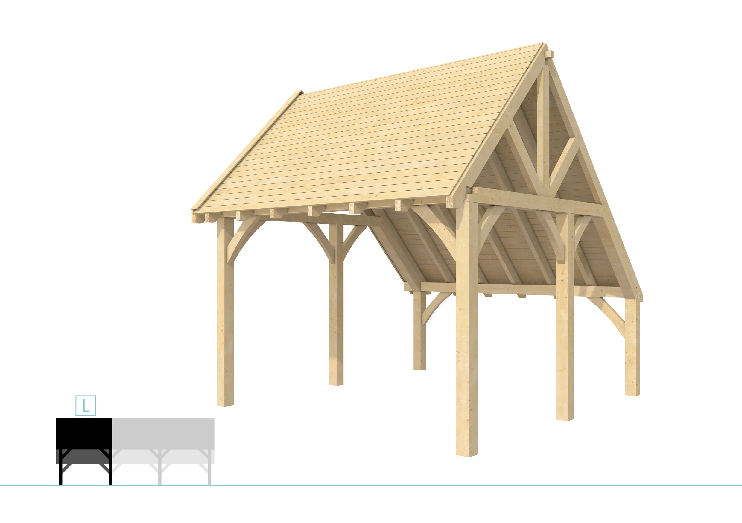 Buitenverblijf kapschuur Excellent Modulair, vuren, linkerdeel XXL/D, 357x399 cm, onbehandeld.