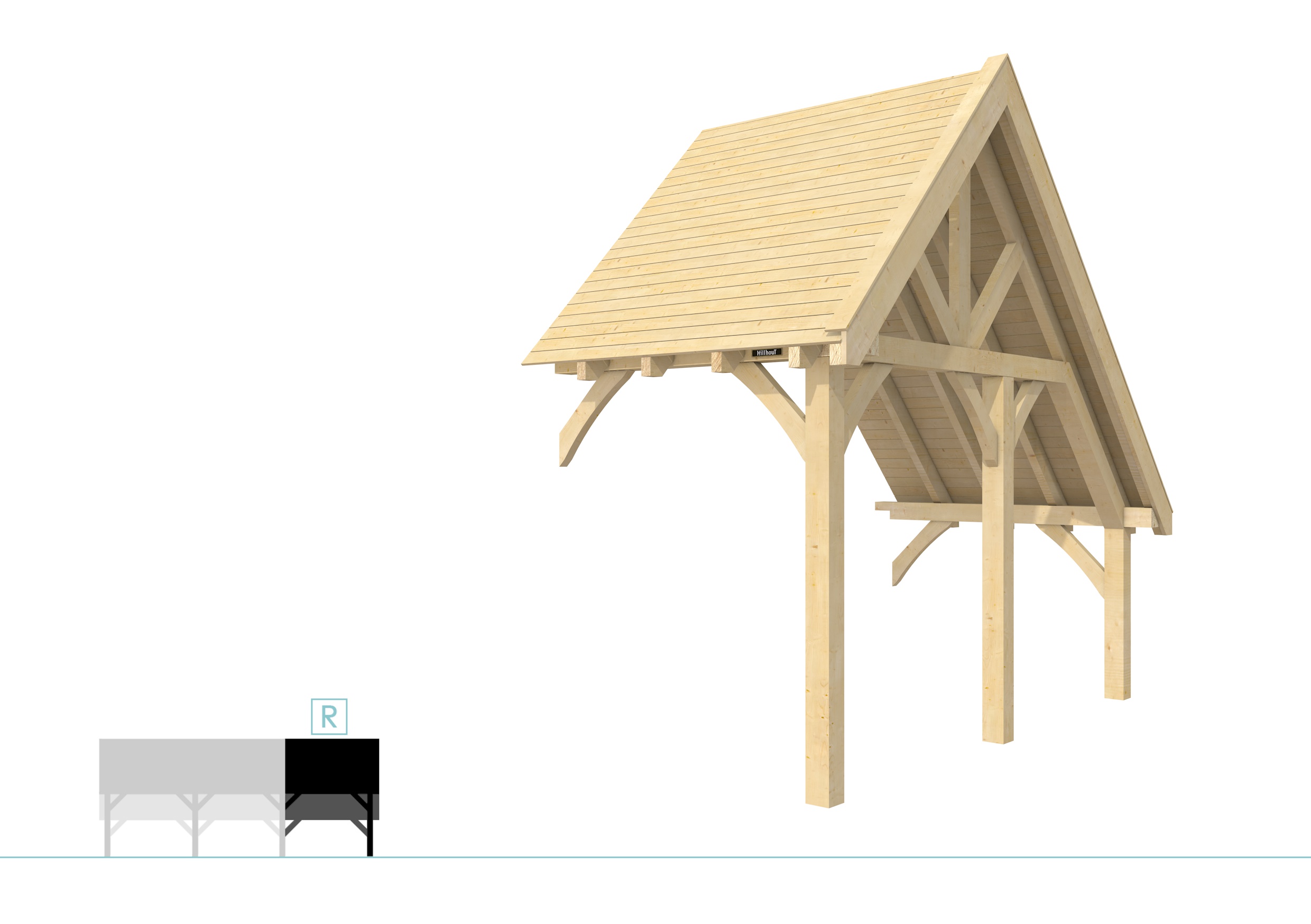 Buitenverblijf kapschuur Excellent Modulair, vuren, rechterdeel XXL/A, 193x399 cm, onbehandeld.