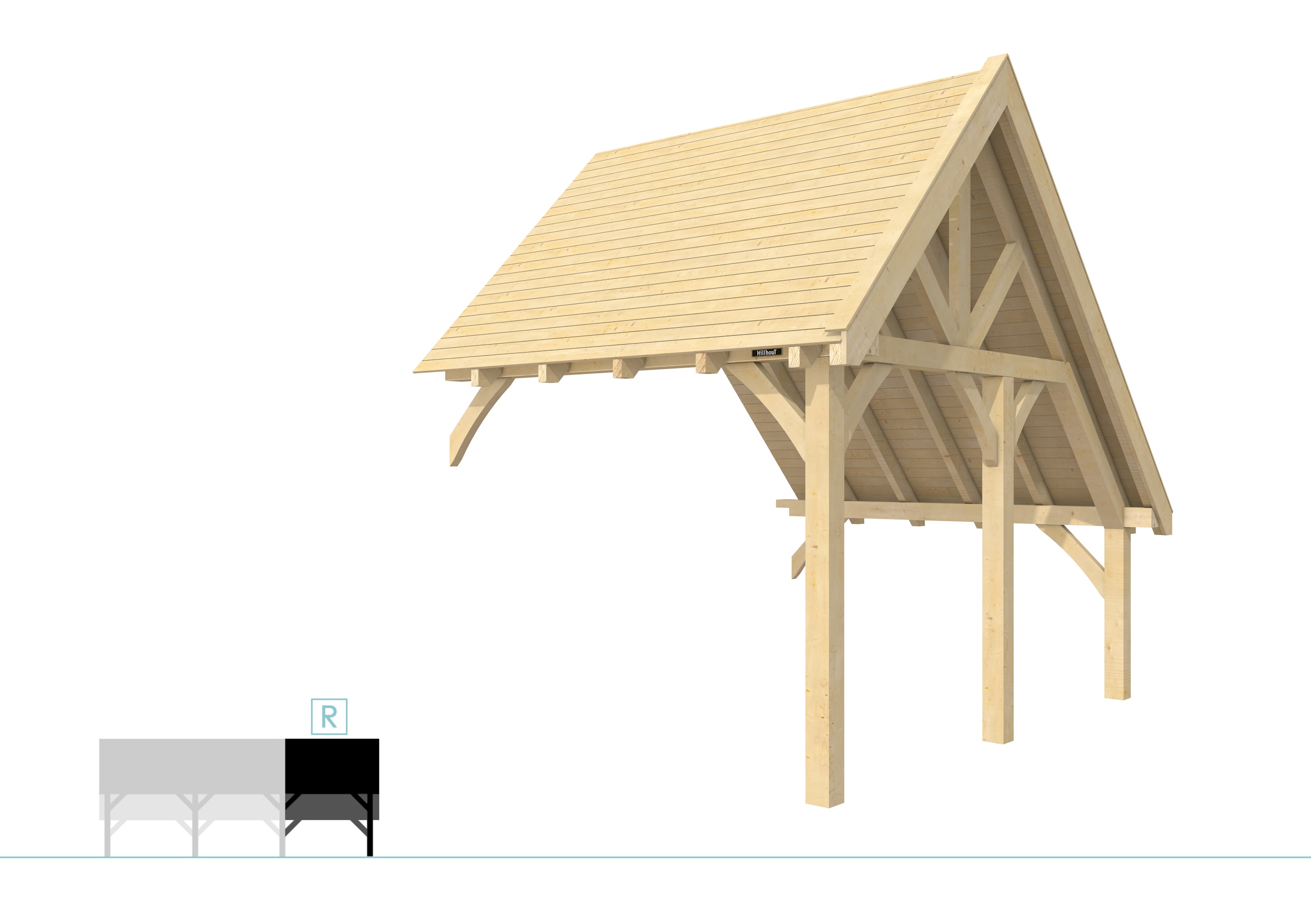 Buitenverblijf kapschuur Excellent Modulair, vuren, rechterdeel XXL/C, 293x399 cm, onbehandeld.