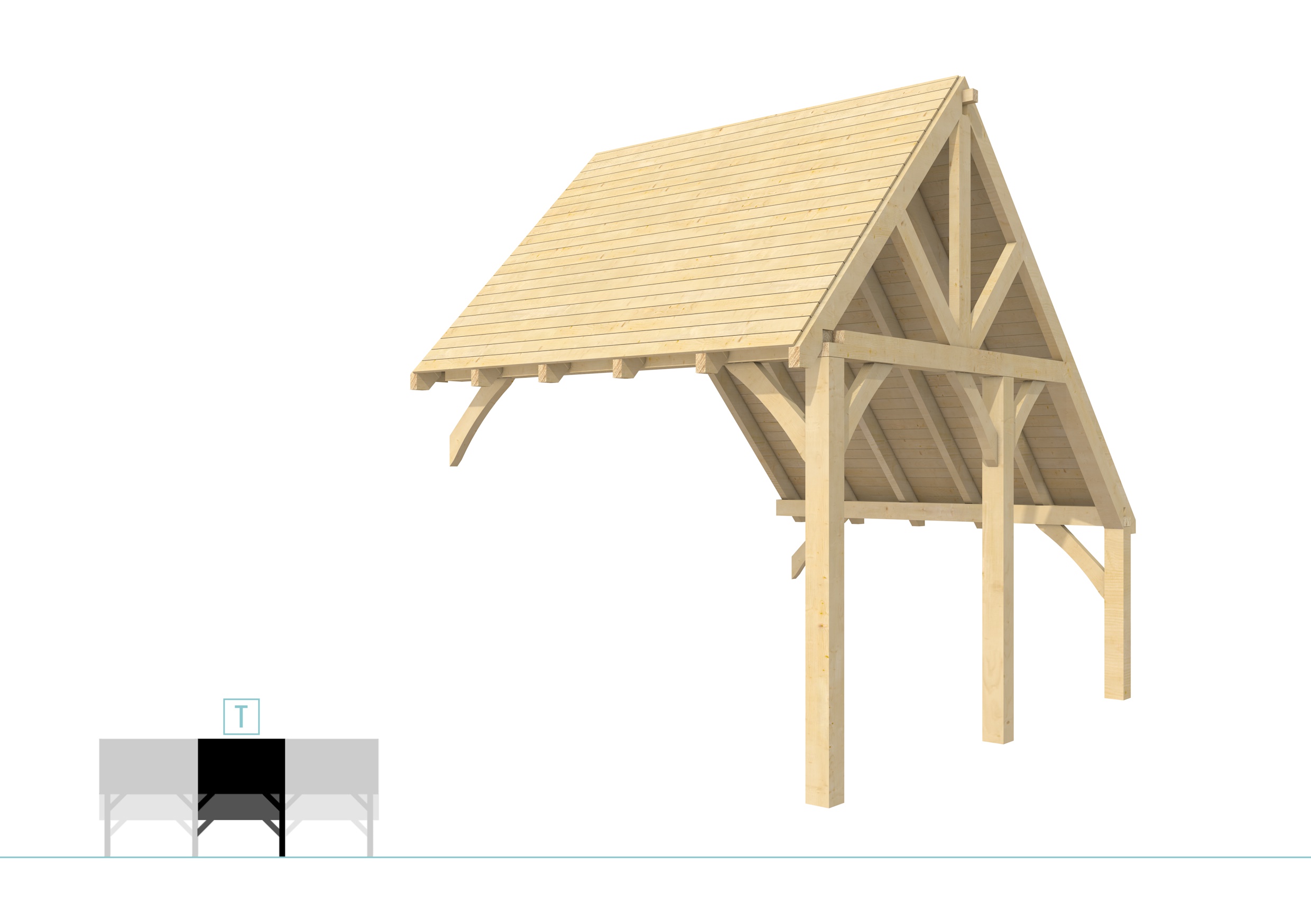 Buitenverblijf kapschuur Excellent Modulair, vuren, tussenstuk XXL/C, 293x399 cm, onbehandeld.