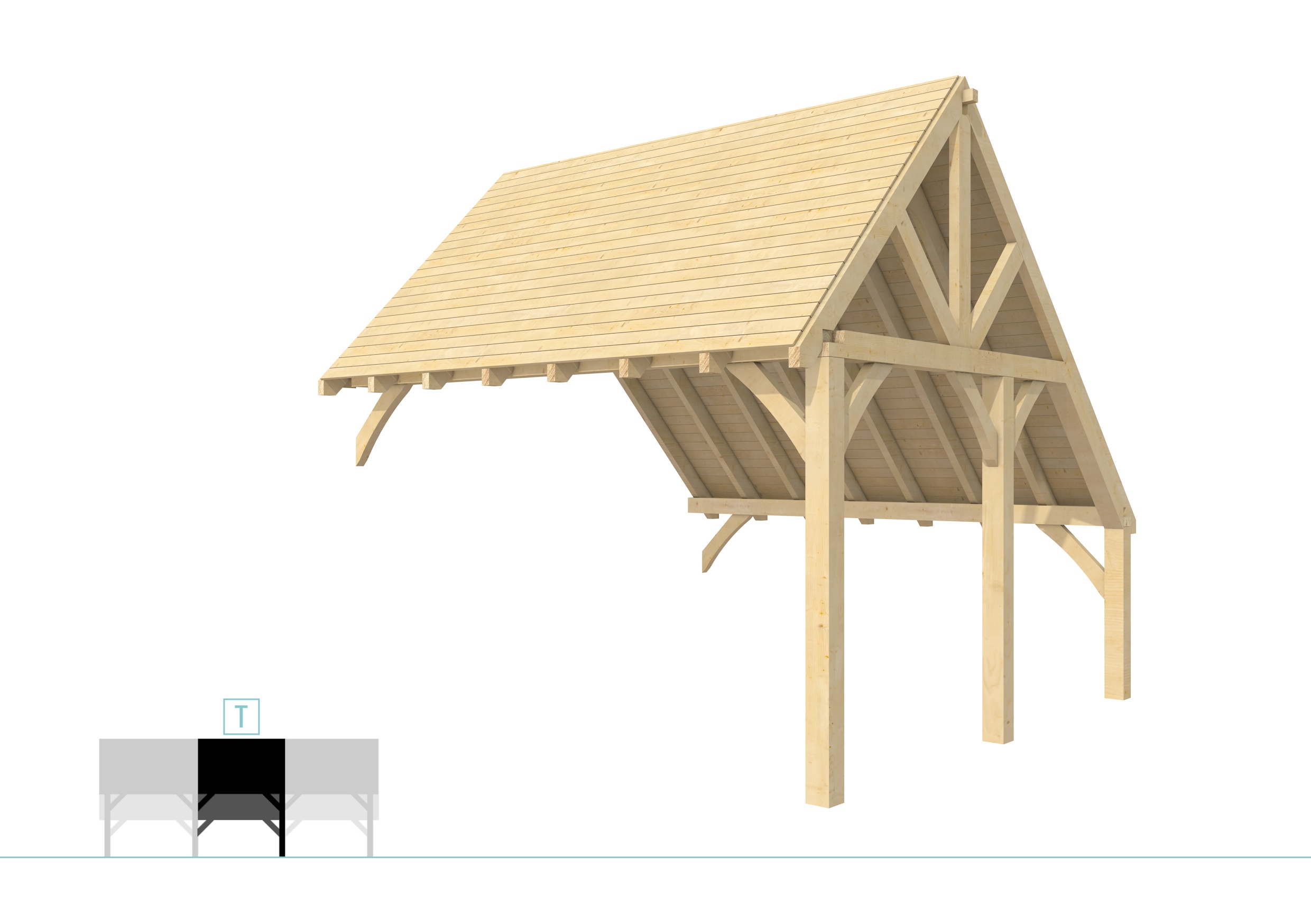 Buitenverblijf kapschuur Excellent Modulair, vuren, tussenstuk XXL/E, 385x399 cm, onbehandeld.