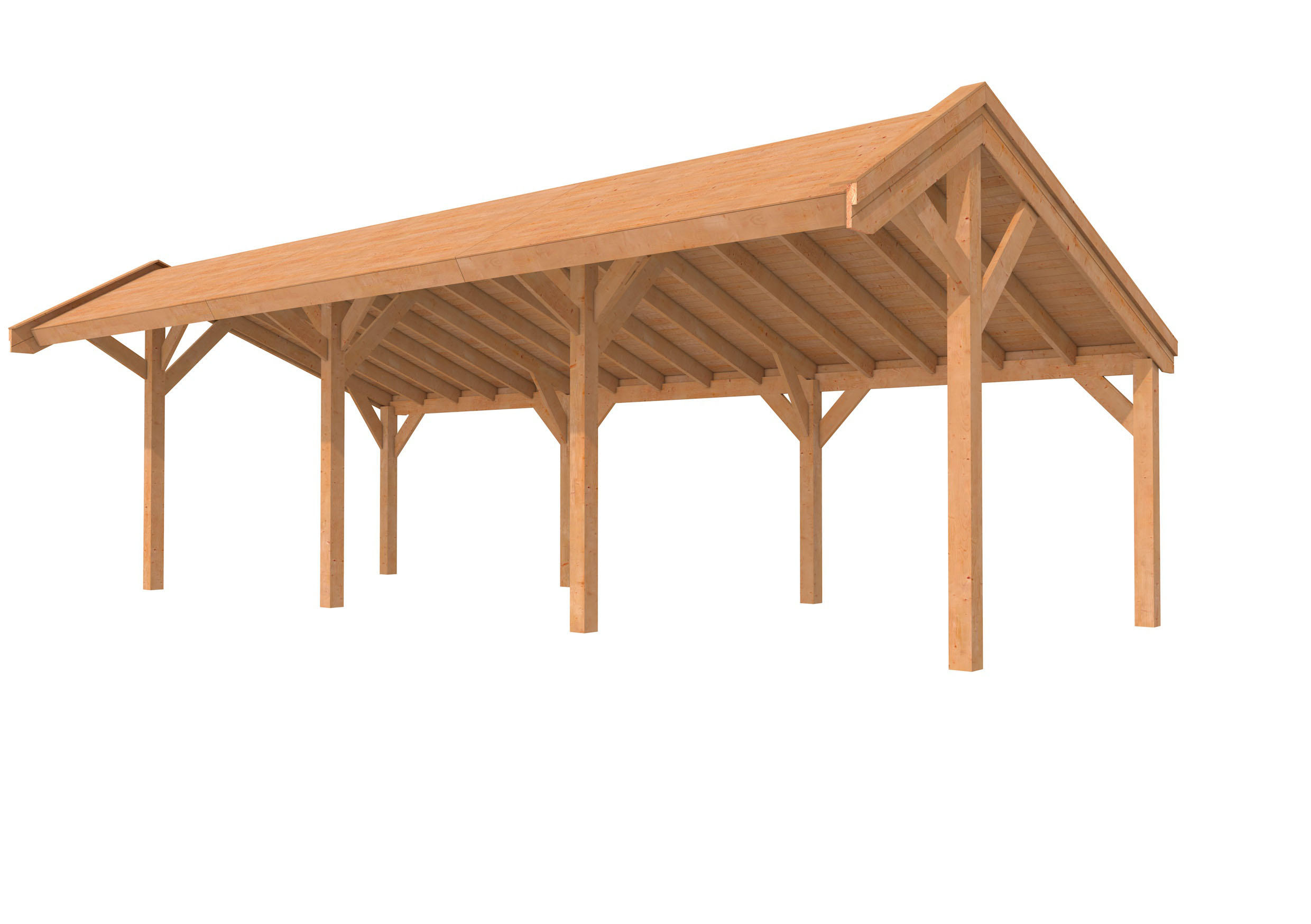 Buitenverblijf kapschuur Premium III, douglas, basismodel M/B, 742x257 cm, onbehandeld.