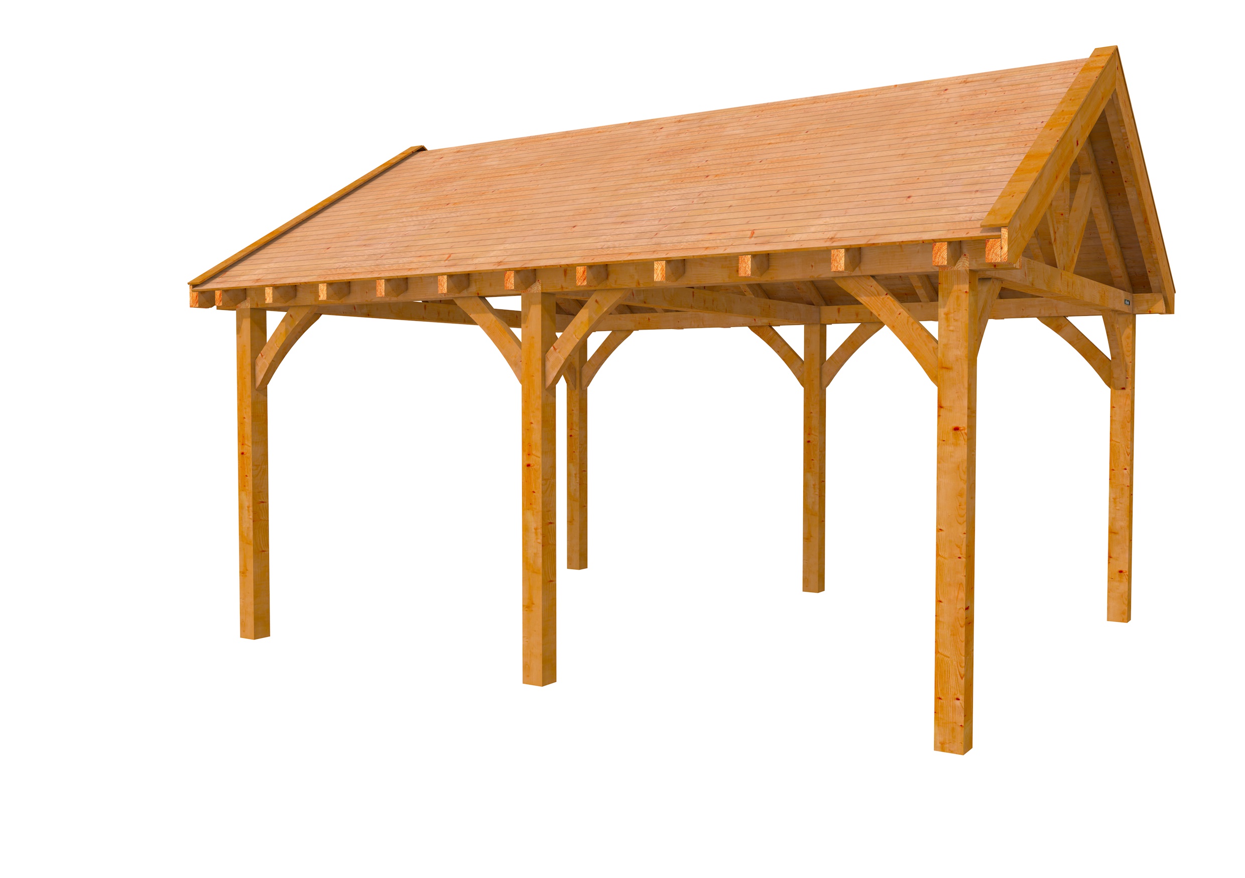 Buitenverblijf met zadeldak Excellent II, douglas, basismodel XXL/B, 499x399 cm, transparant gespoten.