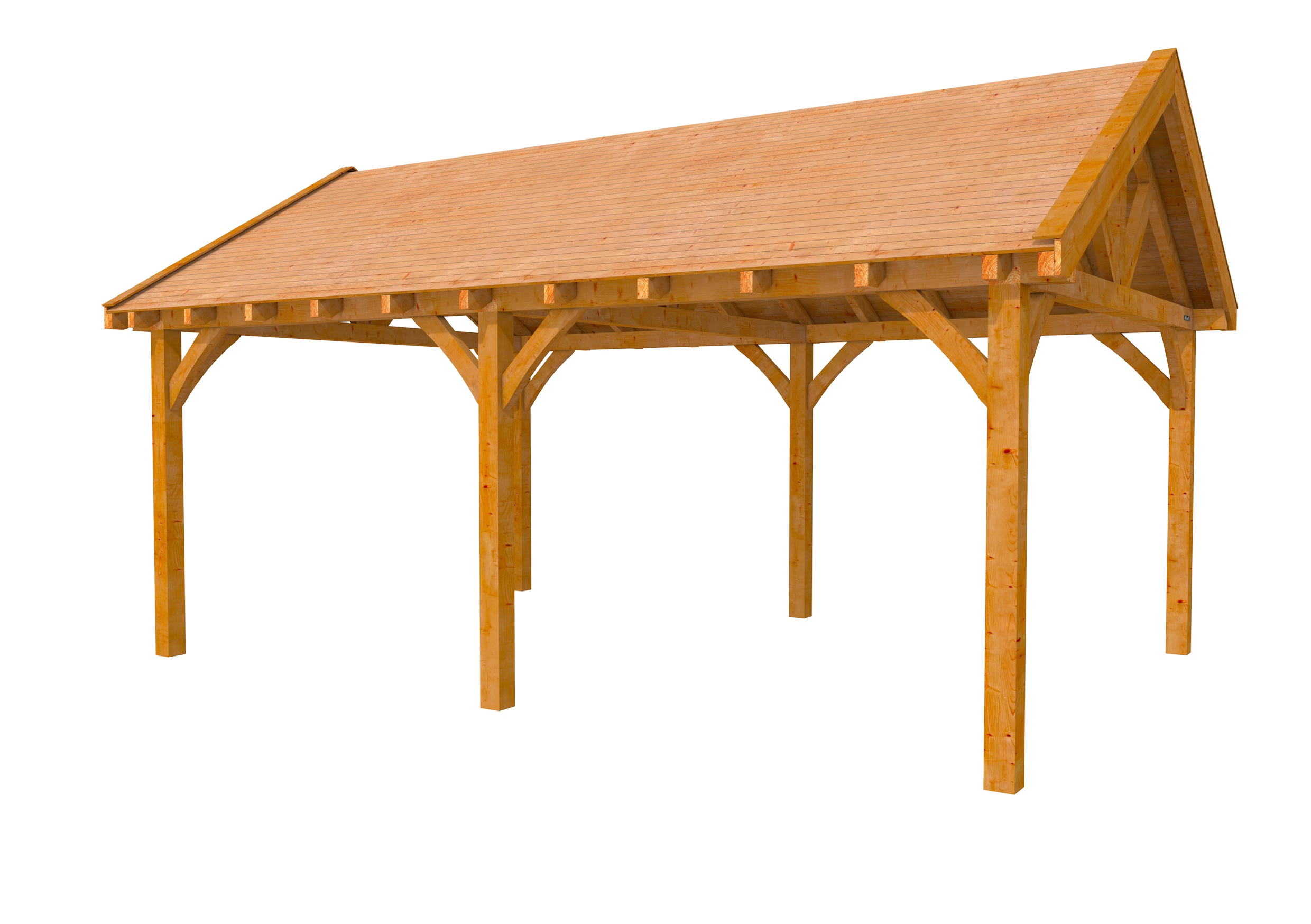 Buitenverblijf met zadeldak Excellent II, douglas, basismodel XXL/C, 599x399 cm, transparant gespoten.