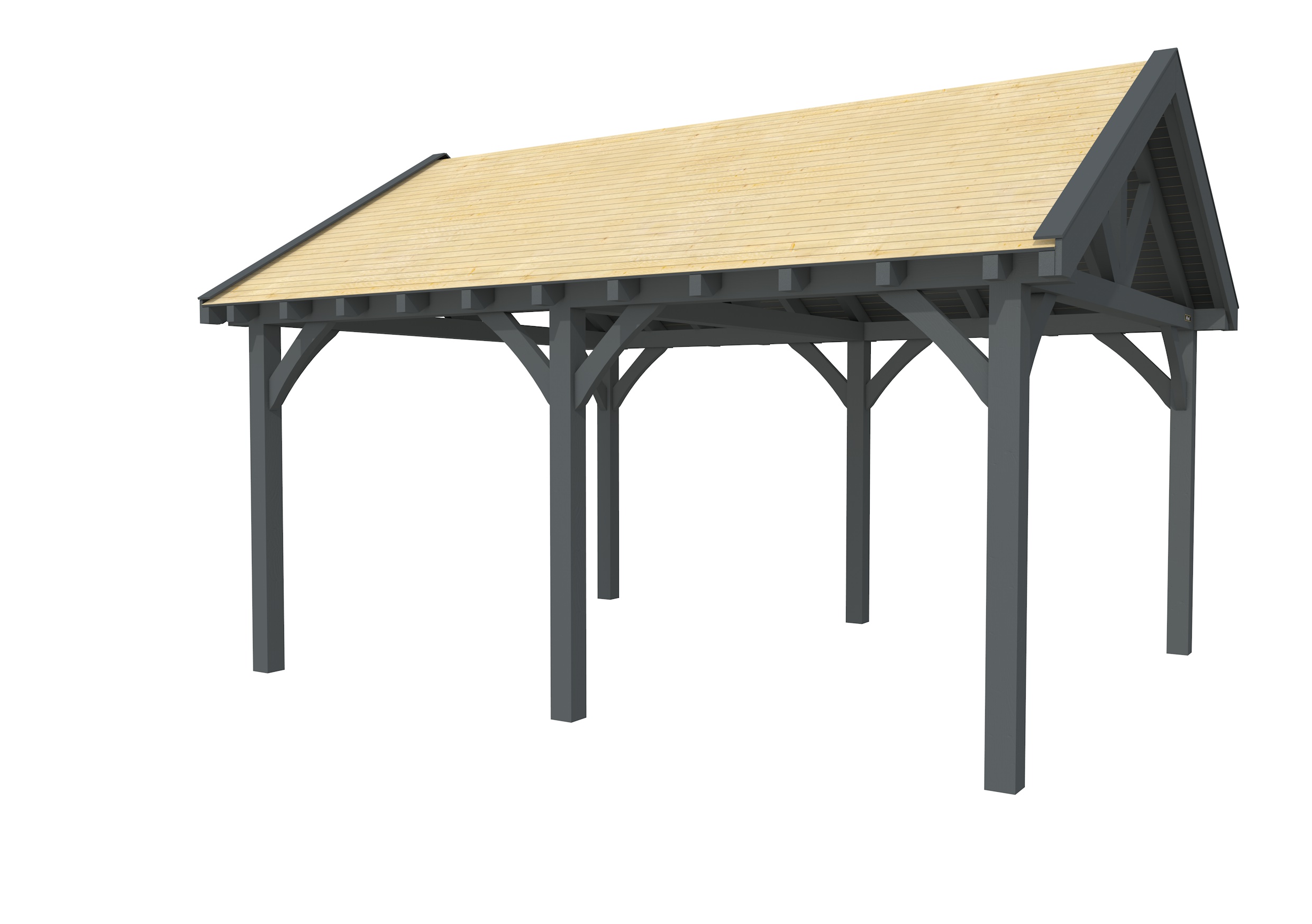 Buitenverblijf met zadeldak Excellent II, vuren, basismodel XXL/B, 499x399 cm, antraciet gespoten.