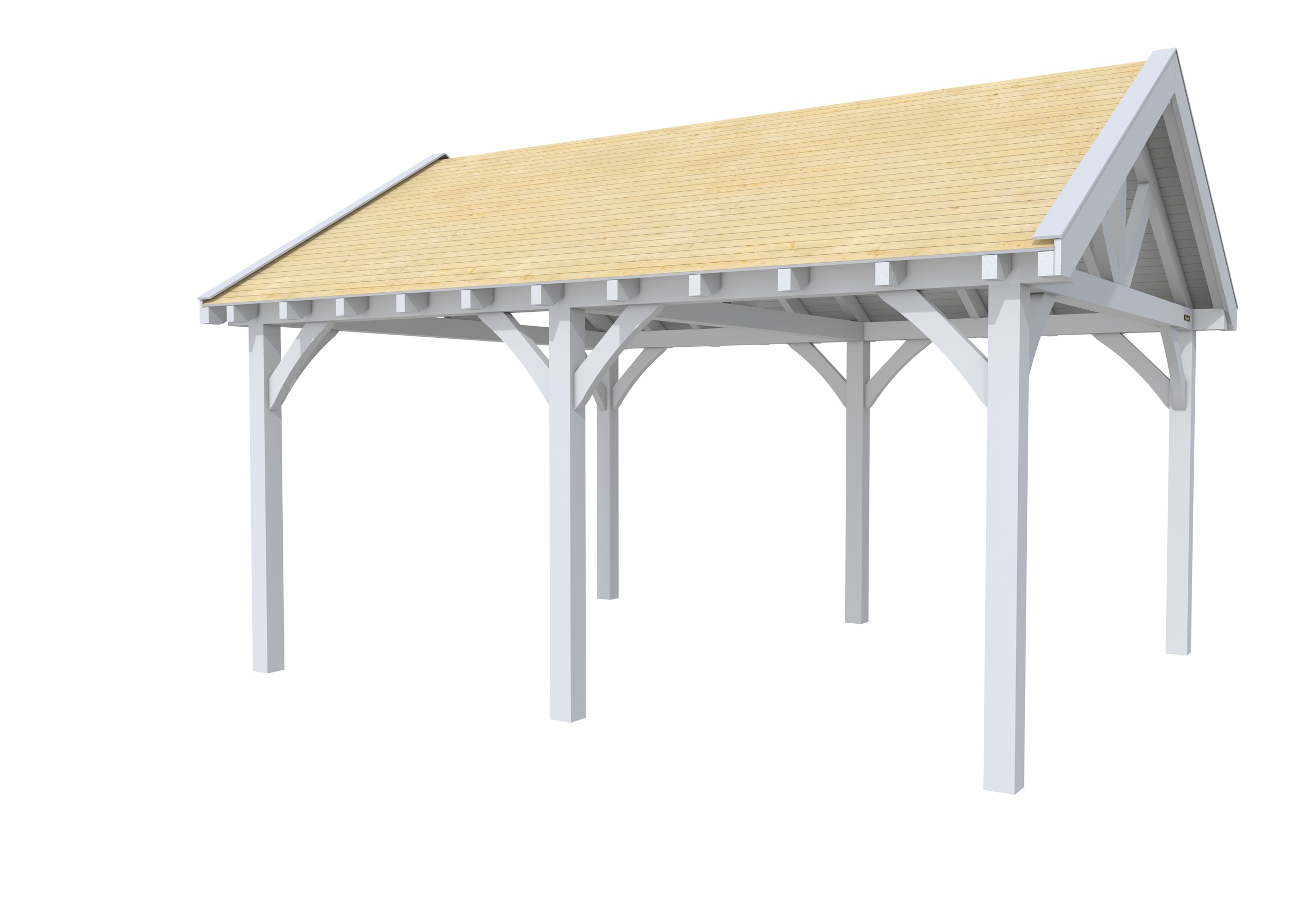 Buitenverblijf met zadeldak Excellent II, vuren, basismodel XXL/B, 499x399 cm, lichtgrijs gespoten.