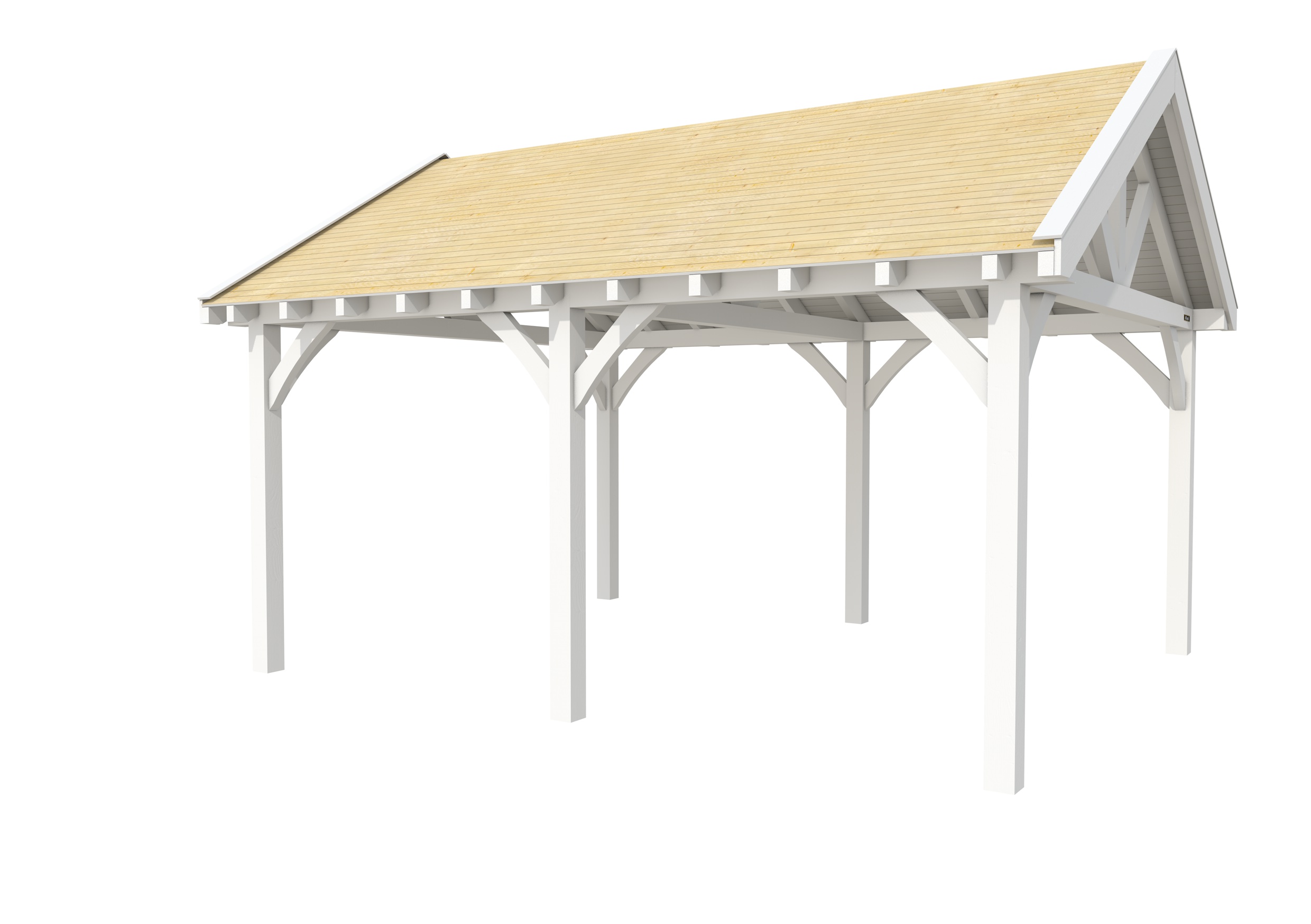 Buitenverblijf met zadeldak Excellent II, vuren, basismodel XXL/B, 499x399 cm, wit gespoten.