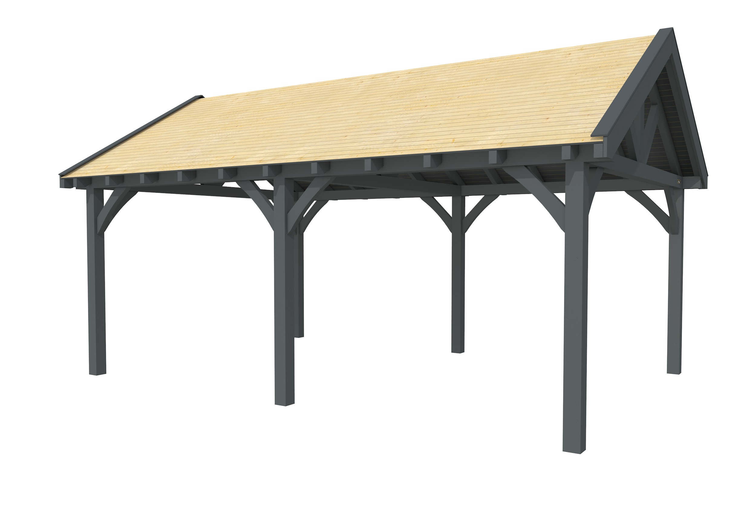 Buitenverblijf met zadeldak Excellent II, vuren, basismodel XXL/C, 599x399 cm, antraciet gespoten.