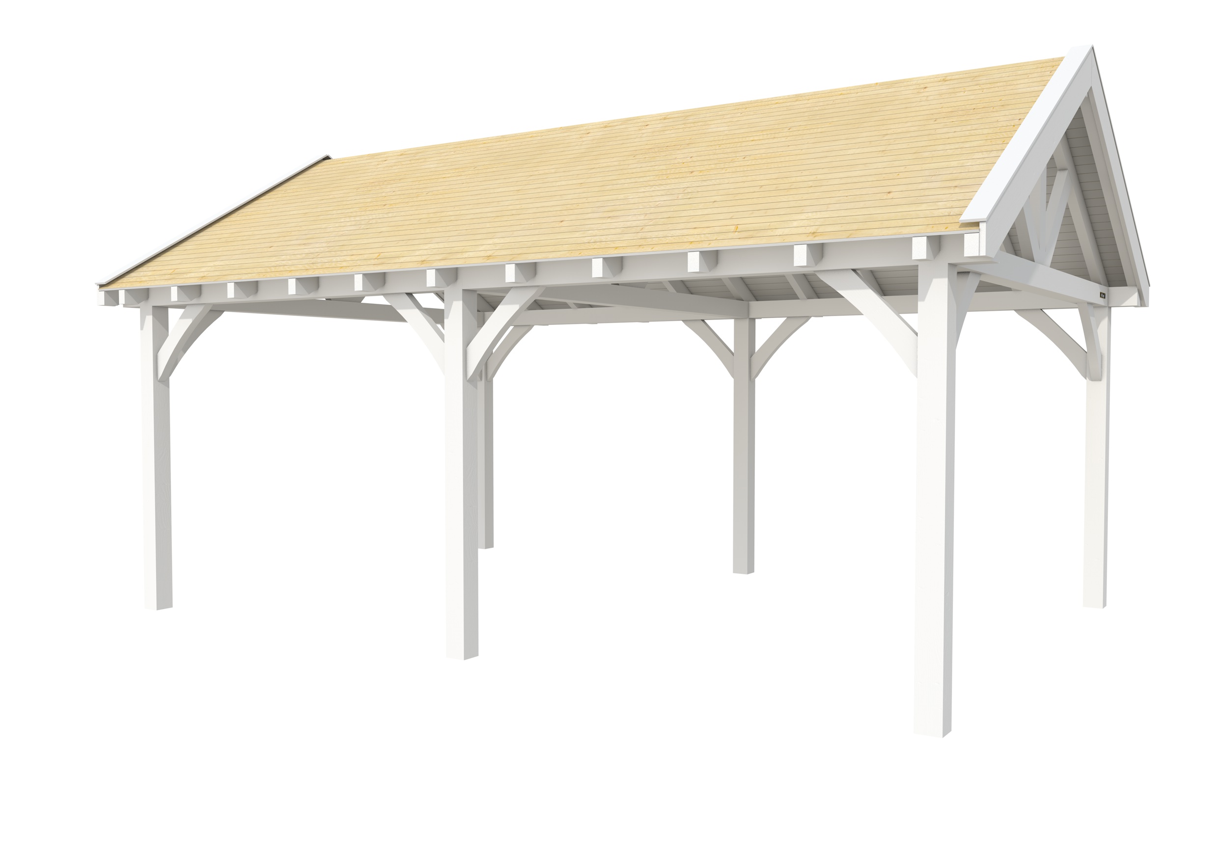 Buitenverblijf met zadeldak Excellent II, vuren, basismodel XXL/C, 599x399 cm, wit gespoten.