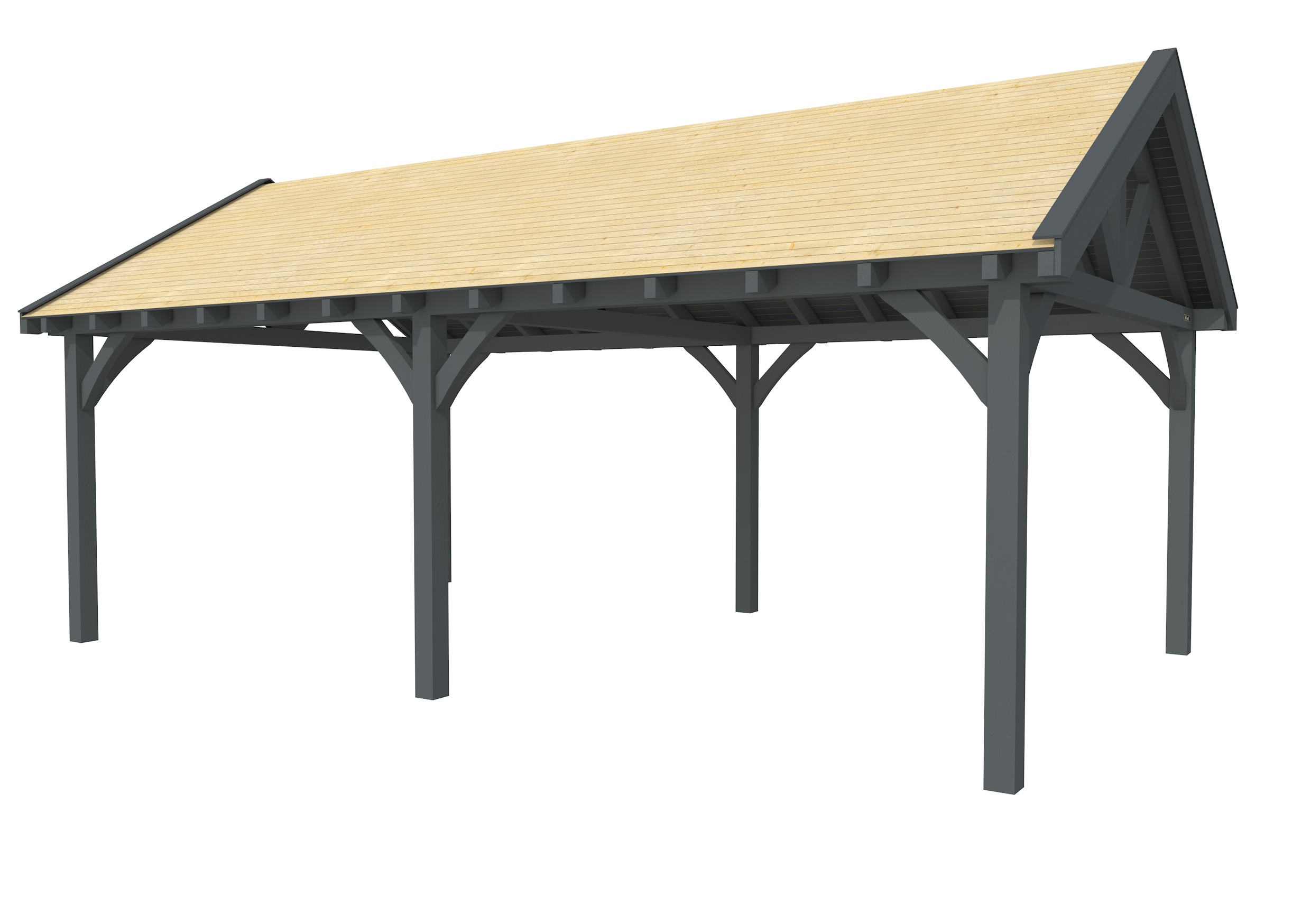 Buitenverblijf met zadeldak Excellent II, vuren, basismodel XXL/D, 699x399 cm, antraciet gespoten.