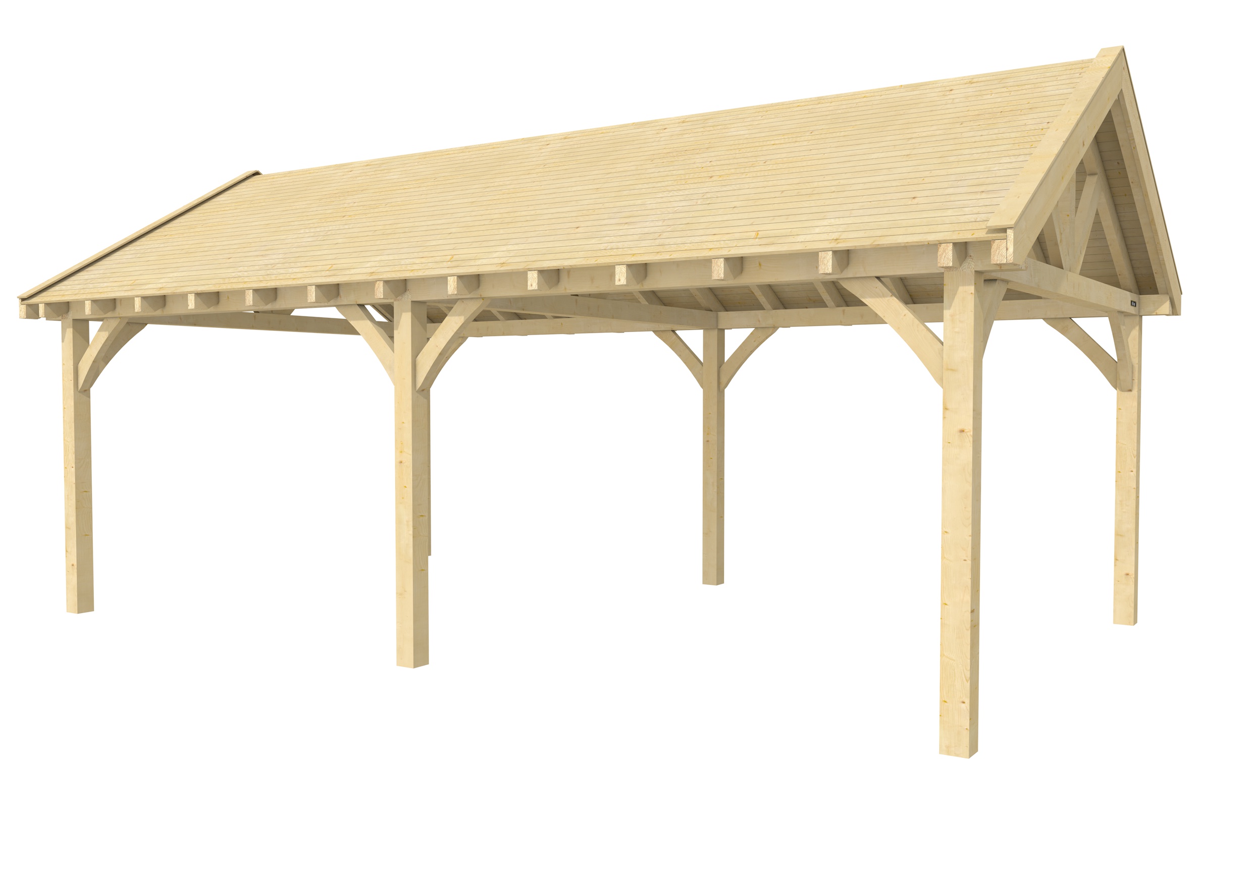 Buitenverblijf met zadeldak Excellent II, vuren, basismodel XXL/D, 699x399 cm, onbehandeld.