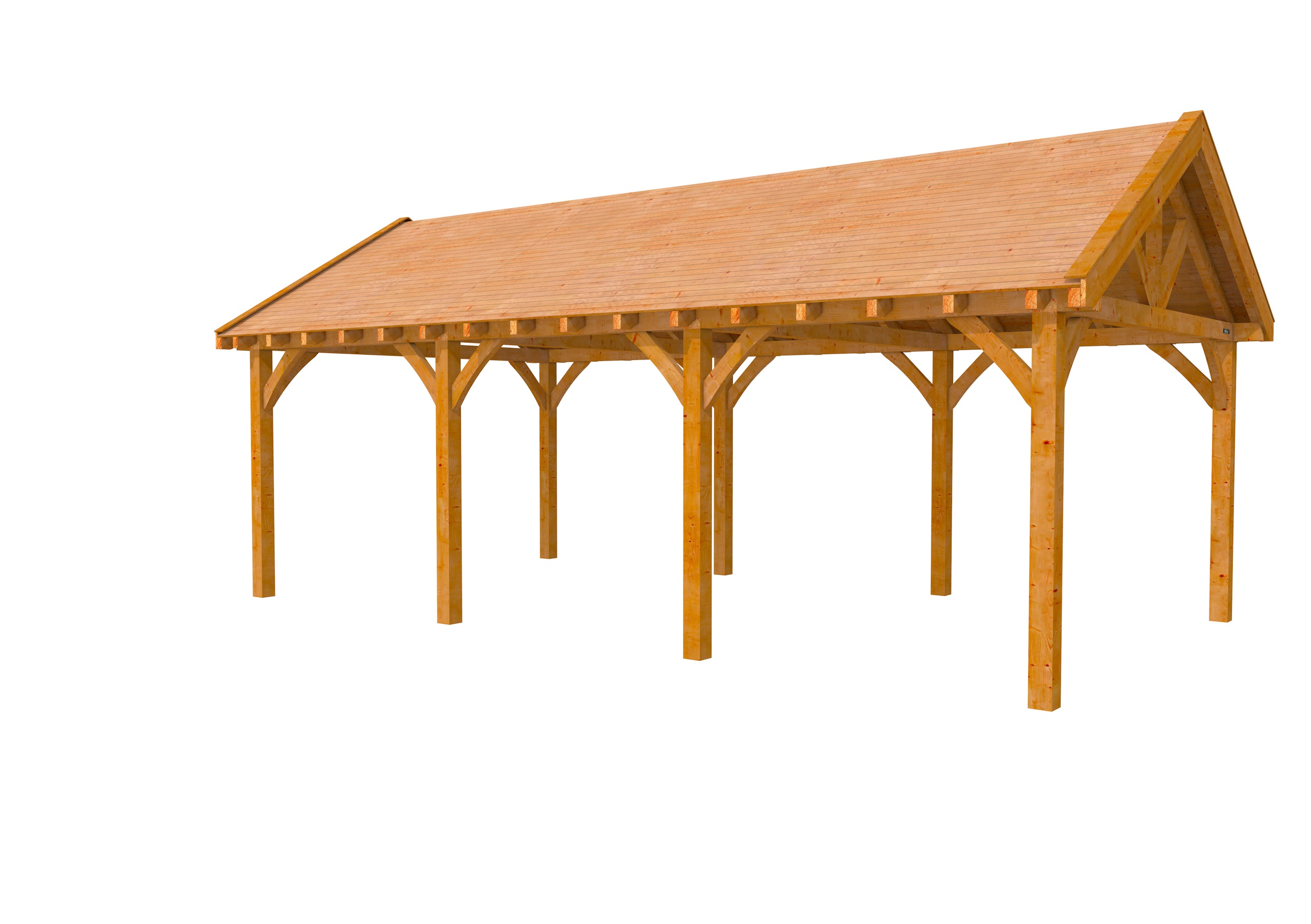 Buitenverblijf met zadeldak Excellent III, douglas, basismodel XXL/B, 742x399 cm, transparant gespoten.