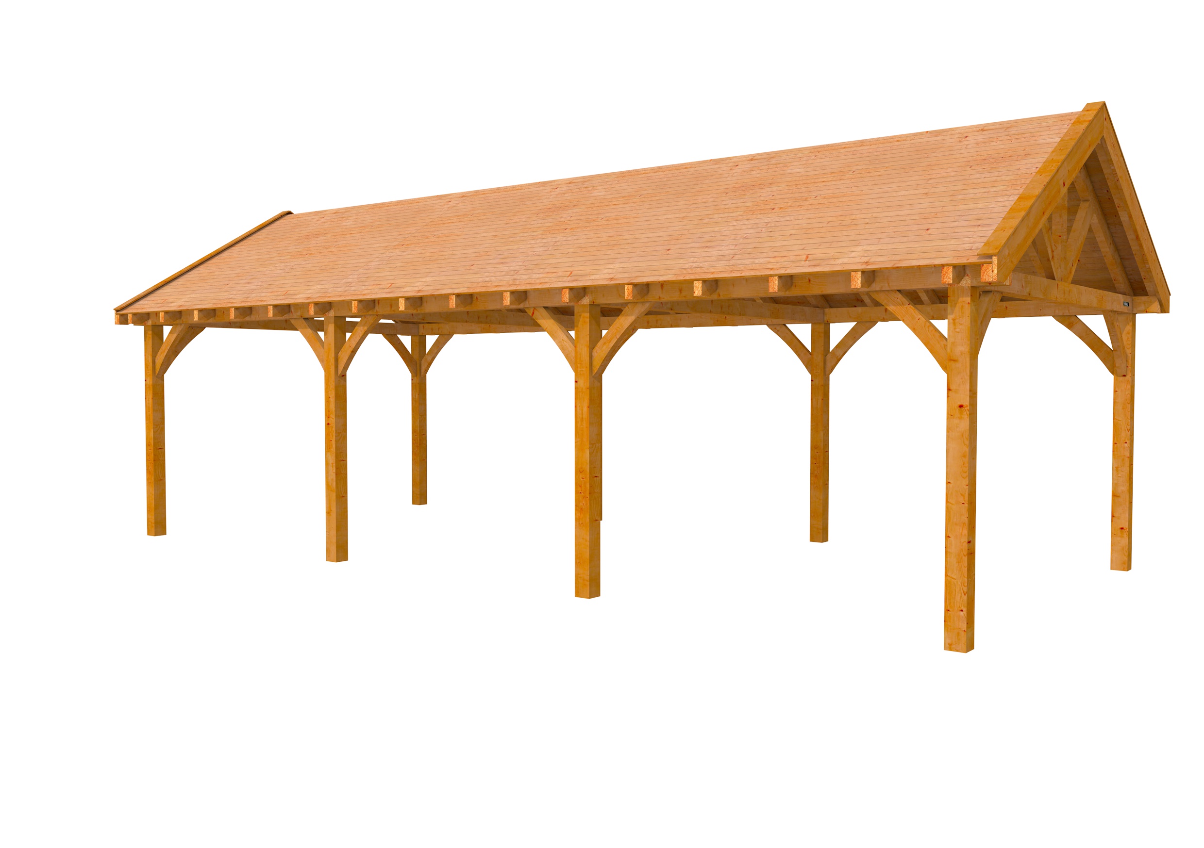 Buitenverblijf met zadeldak Excellent III, douglas, basismodel XXL/C, 892x399 cm, transparant gespoten.