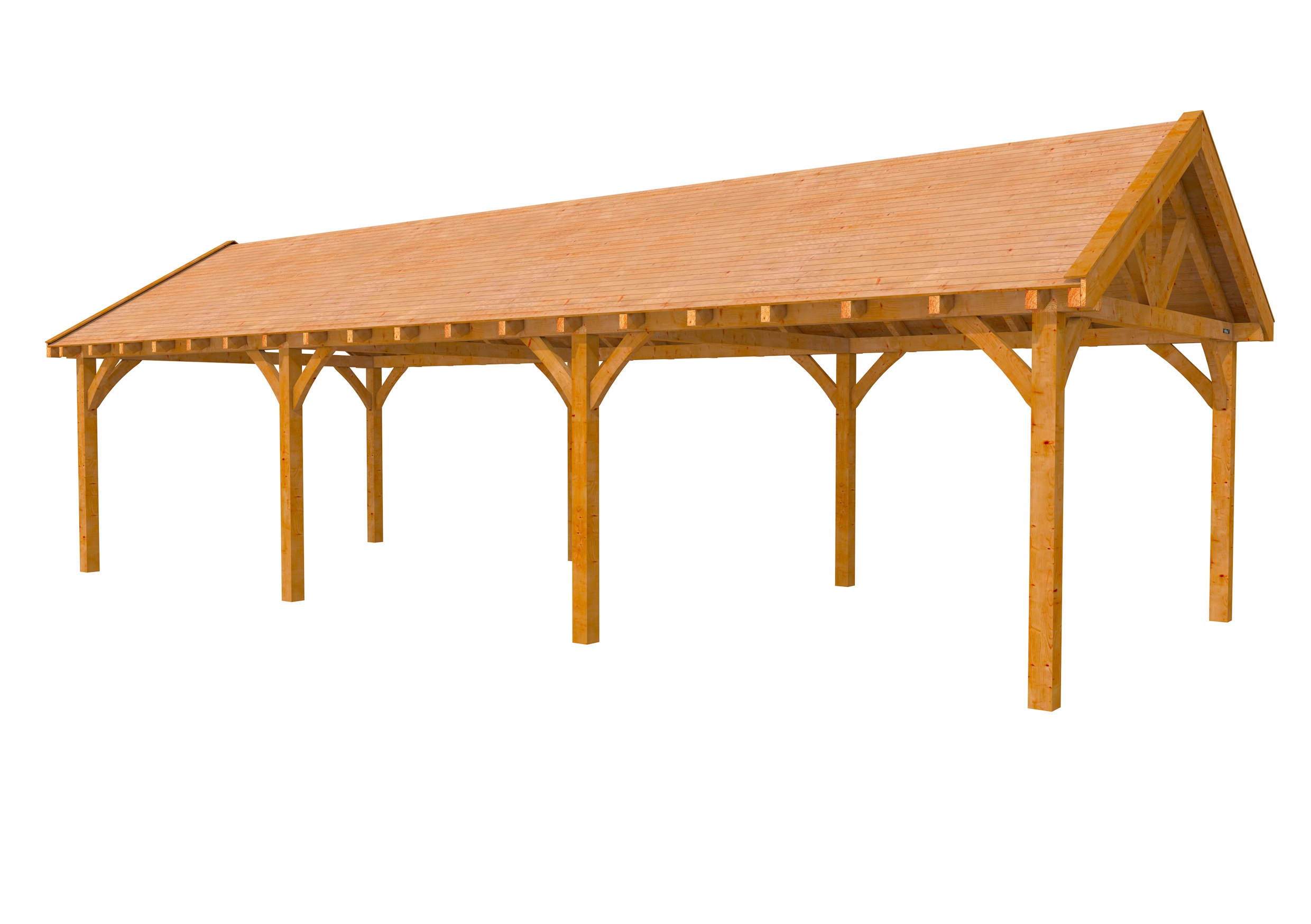 Buitenverblijf met zadeldak Excellent III, douglas, basismodel XXL/D, 1042x399 cm, transparant gespoten.