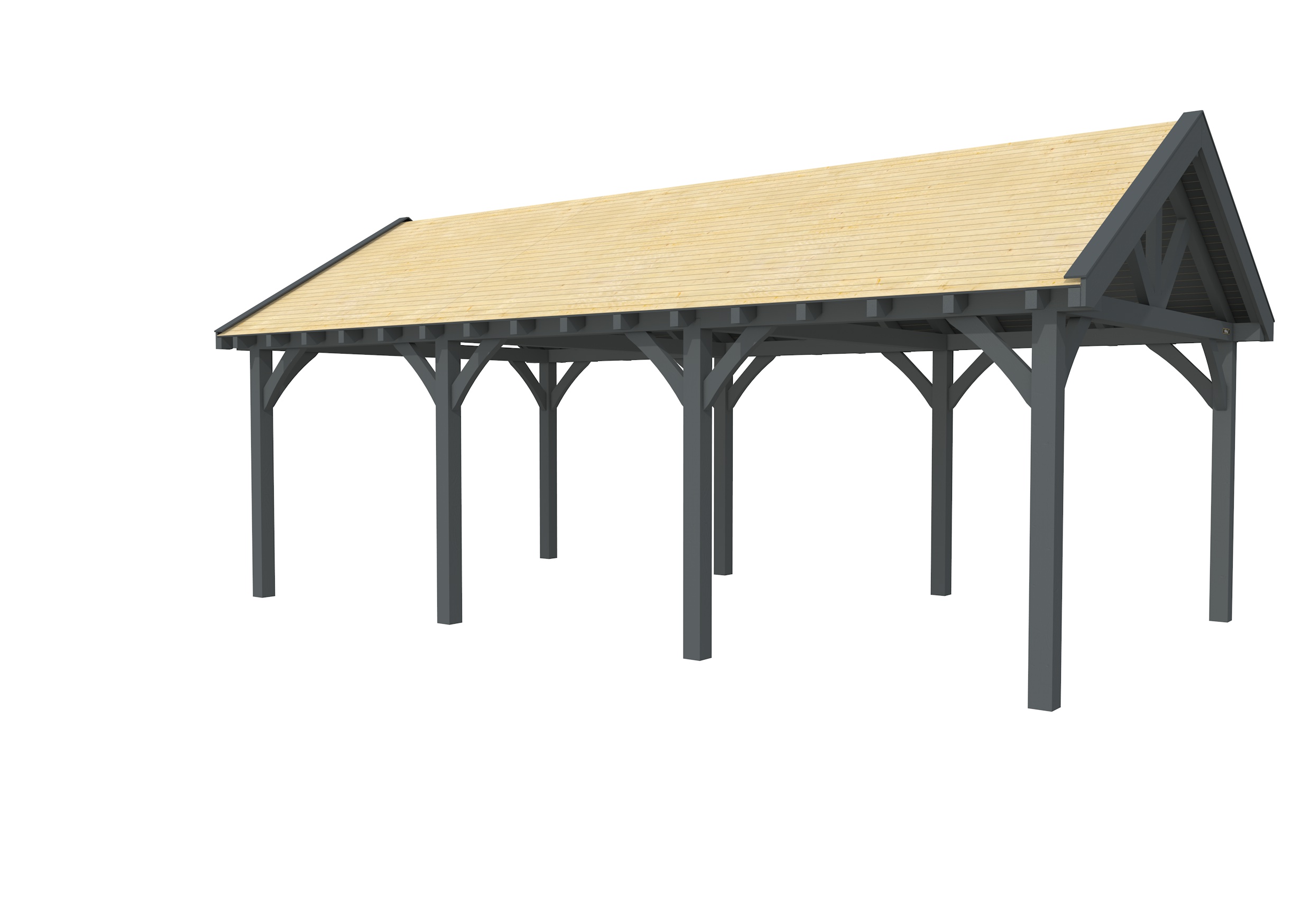 Buitenverblijf met zadeldak Excellent III, vuren, basismodel XXL/B, 742x399 cm, antraciet gespoten.