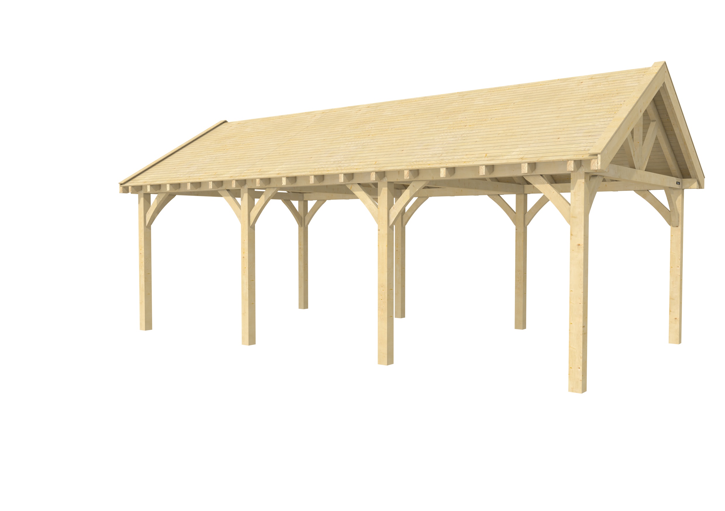 Buitenverblijf met zadeldak Excellent III, vuren, basismodel XXL/B, 742x399 cm, onbehandeld.
