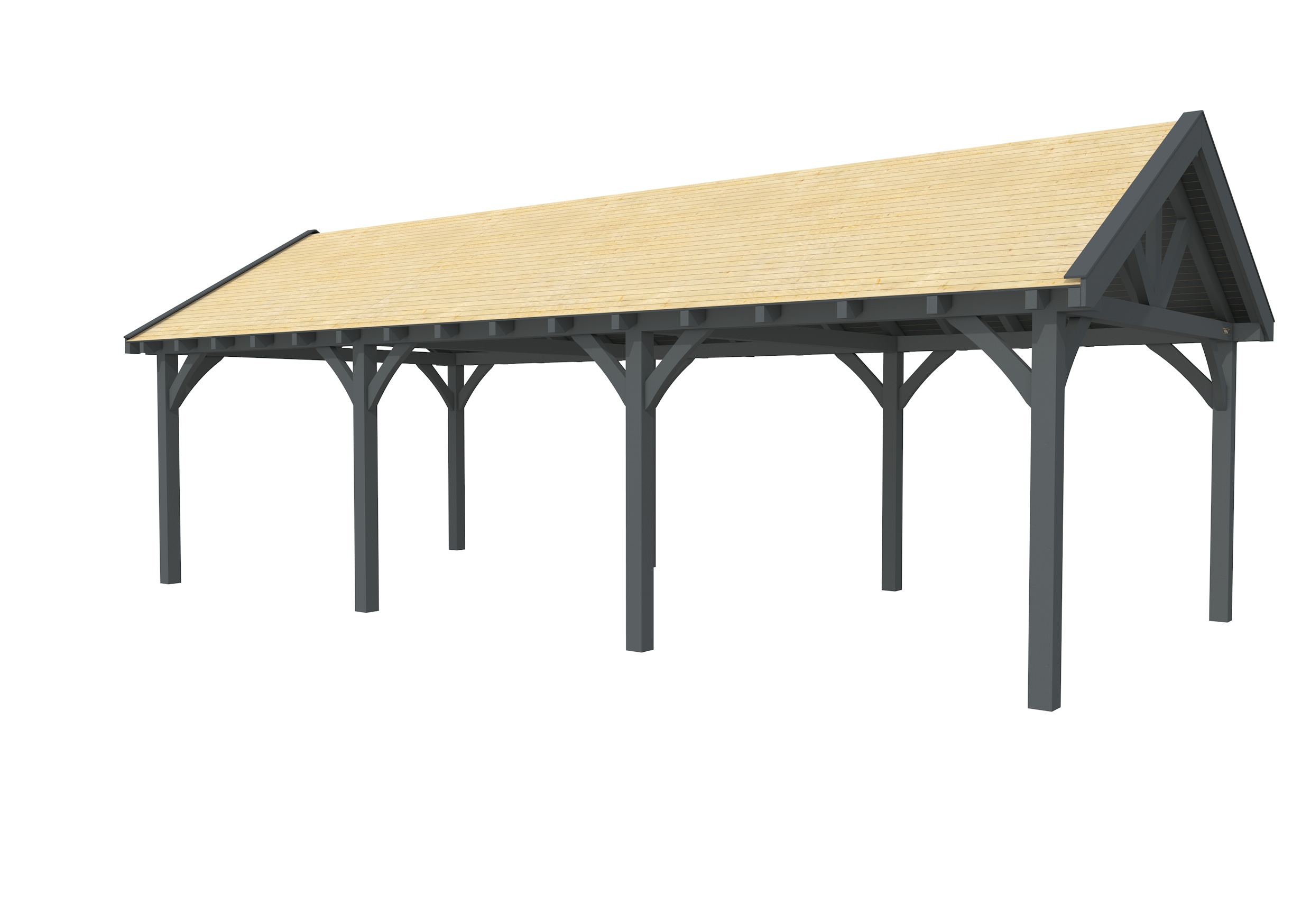 Buitenverblijf met zadeldak Excellent III, vuren, basismodel XXL/C, 892x399 cm, antraciet gespoten.