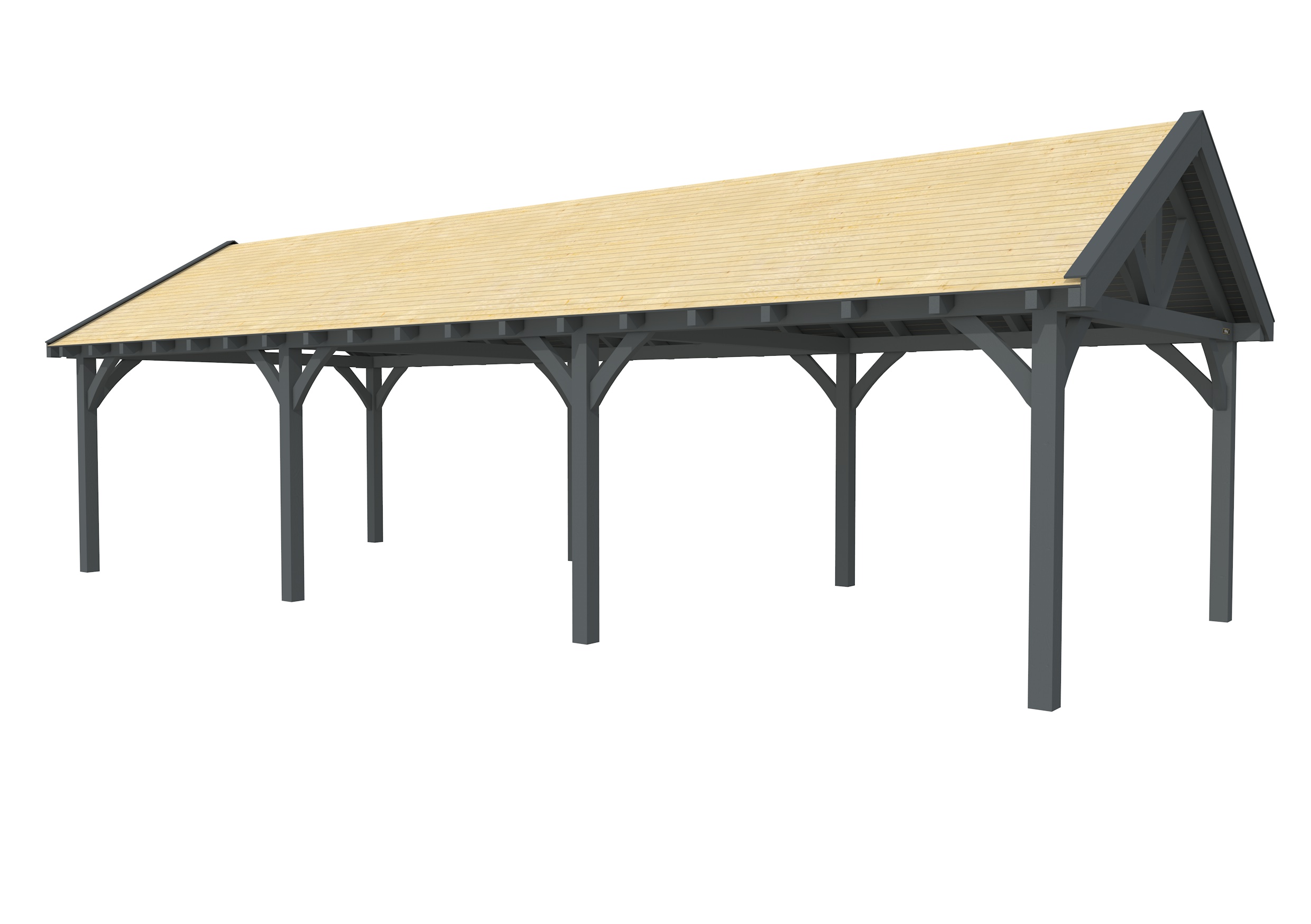 Buitenverblijf met zadeldak Excellent III, vuren, basismodel XXL/D, 1042x399 cm, antraciet gespoten.