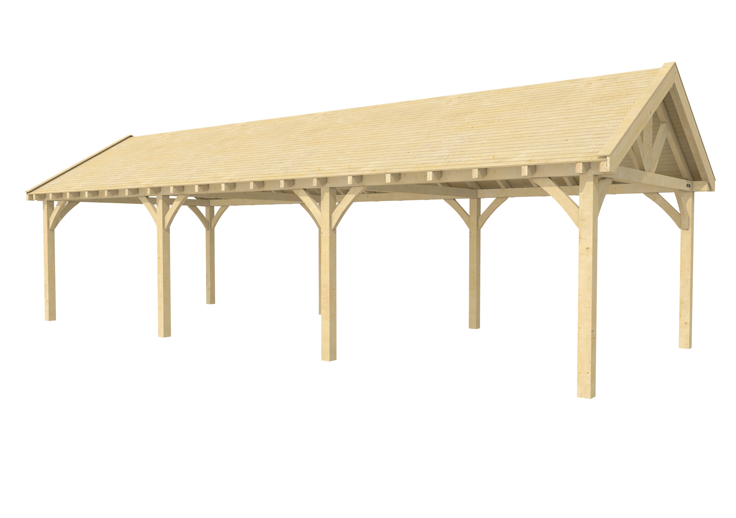 Buitenverblijf met zadeldak Excellent III, vuren, basismodel XXL/D, 1042x399 cm, onbehandeld.