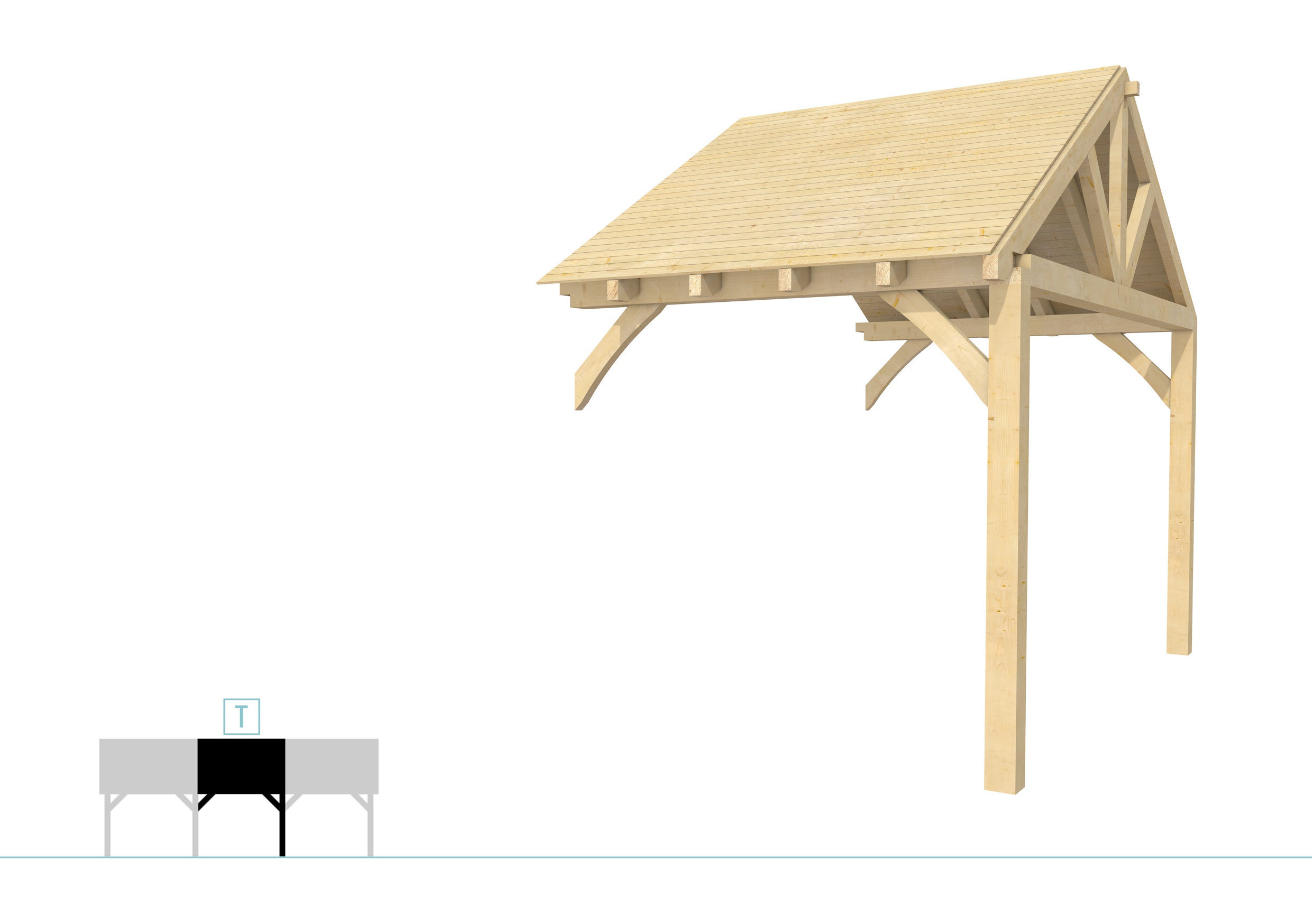 Buitenverblijf met zadeldak Excellent Modulair, vuren, tussenstuk XXL/B, 243x399 cm, onbehandeld.