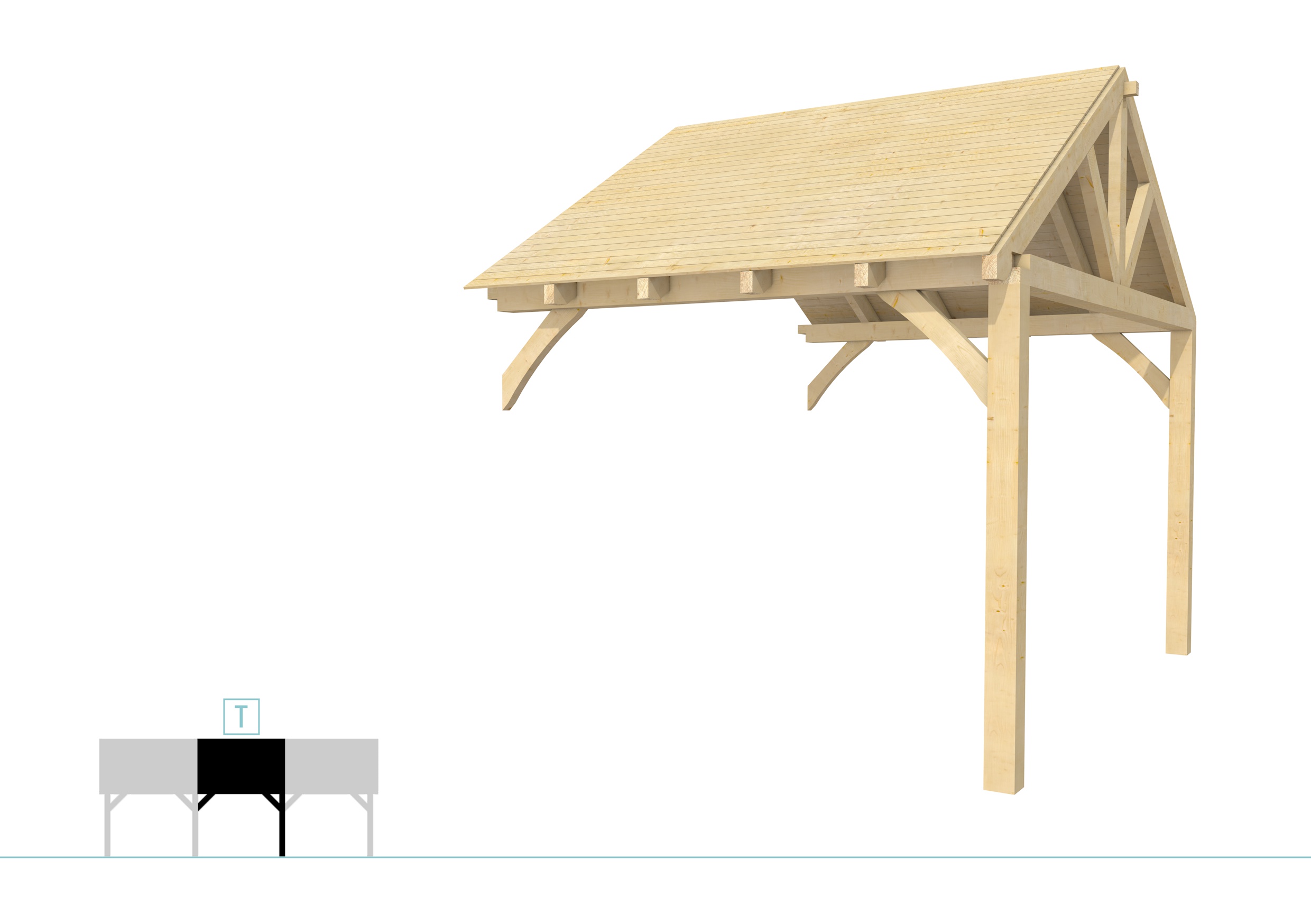 Buitenverblijf met zadeldak Excellent Modulair, vuren, tussenstuk XXL/C, 293x399 cm, onbehandeld.