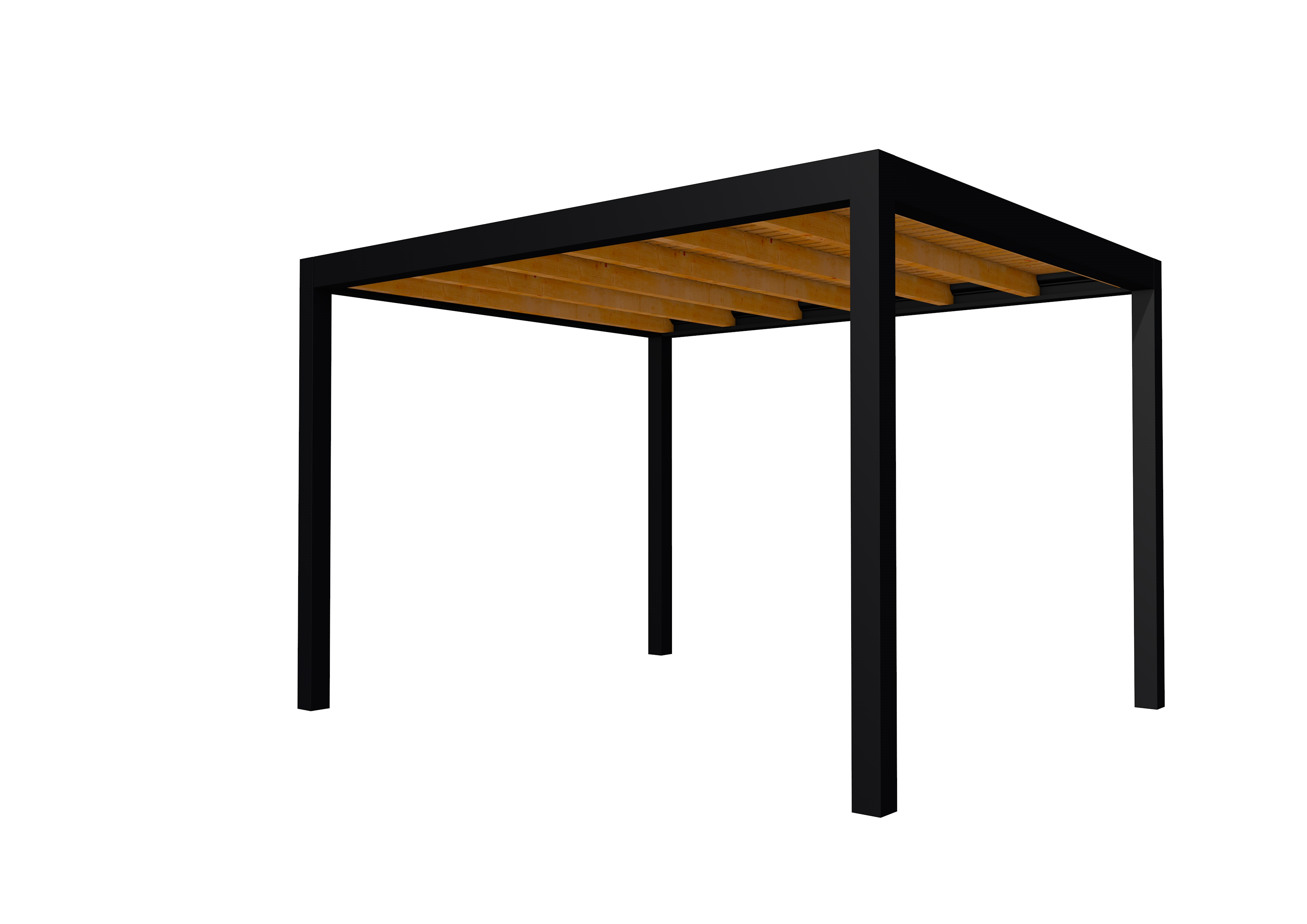 Buitenverblijf plat dak Allure I, douglas, basismodel L/D, 353x303 cm, transparant gespoten.