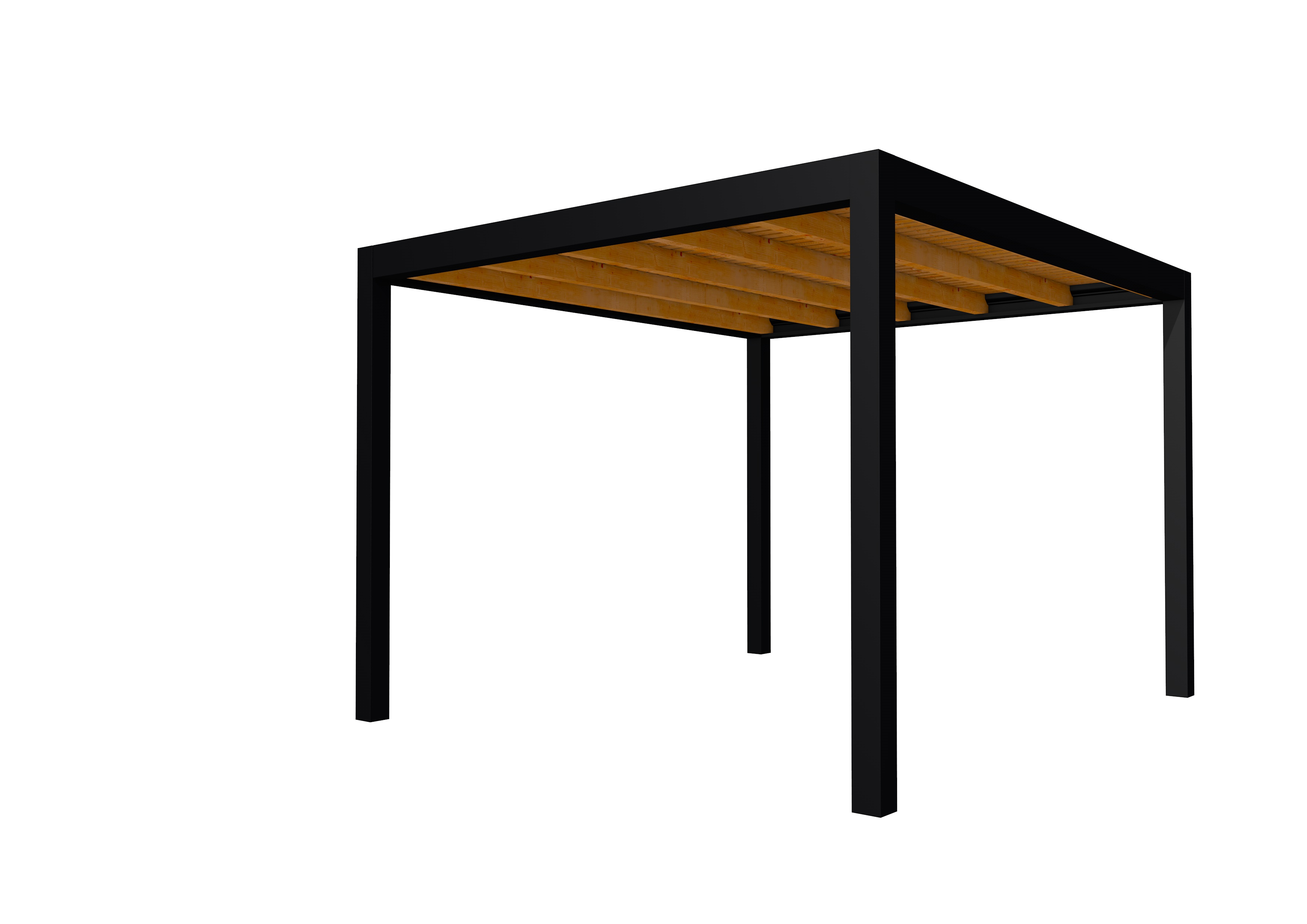 Buitenverblijf plat dak Allure I, douglas, basismodel XL/C, 303x353 cm, transparant gespoten.
