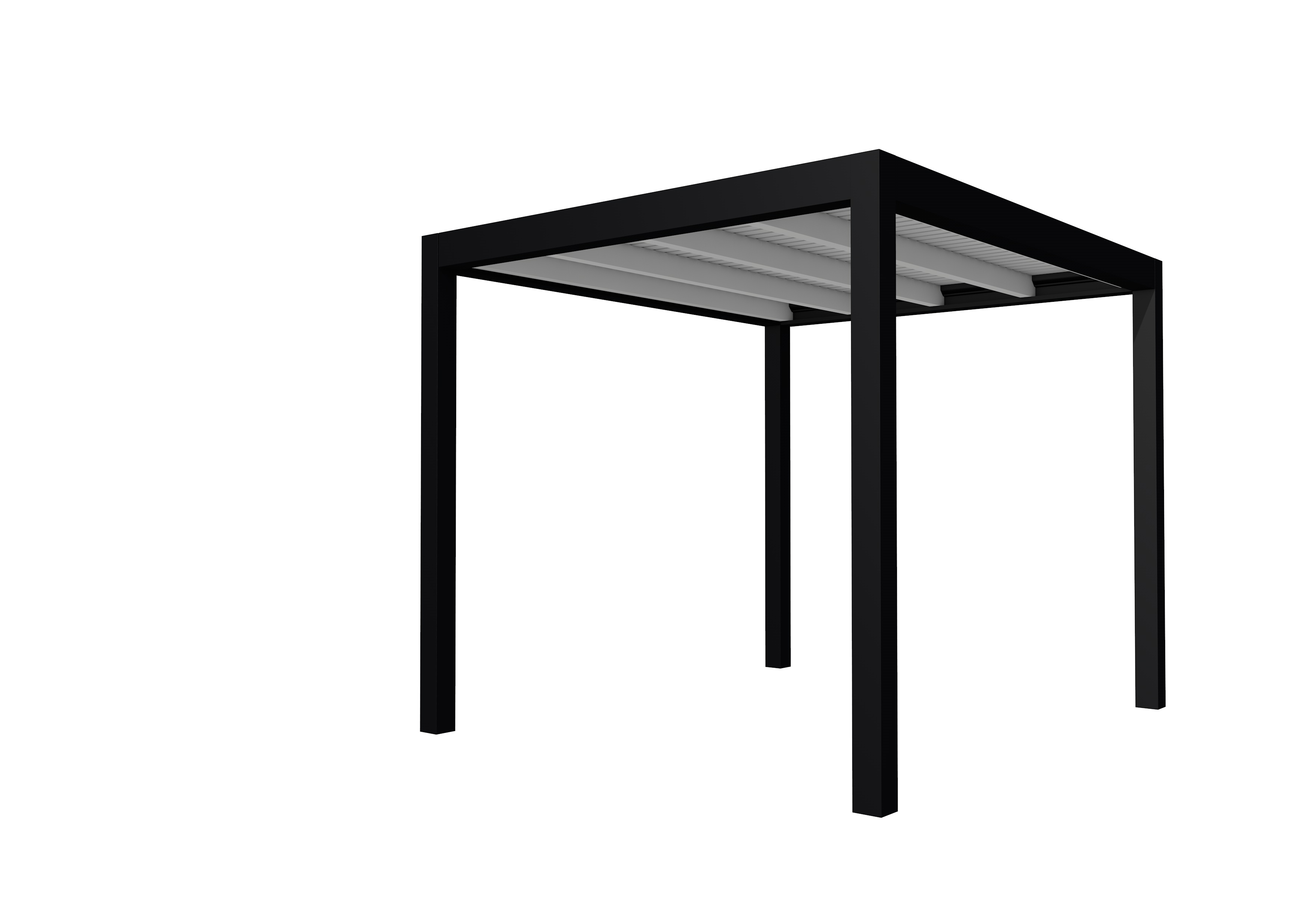 Buitenverblijf plat dak Allure I, vuren, basismodel L/B, 253x303 cm, lichtgrijs gespoten.