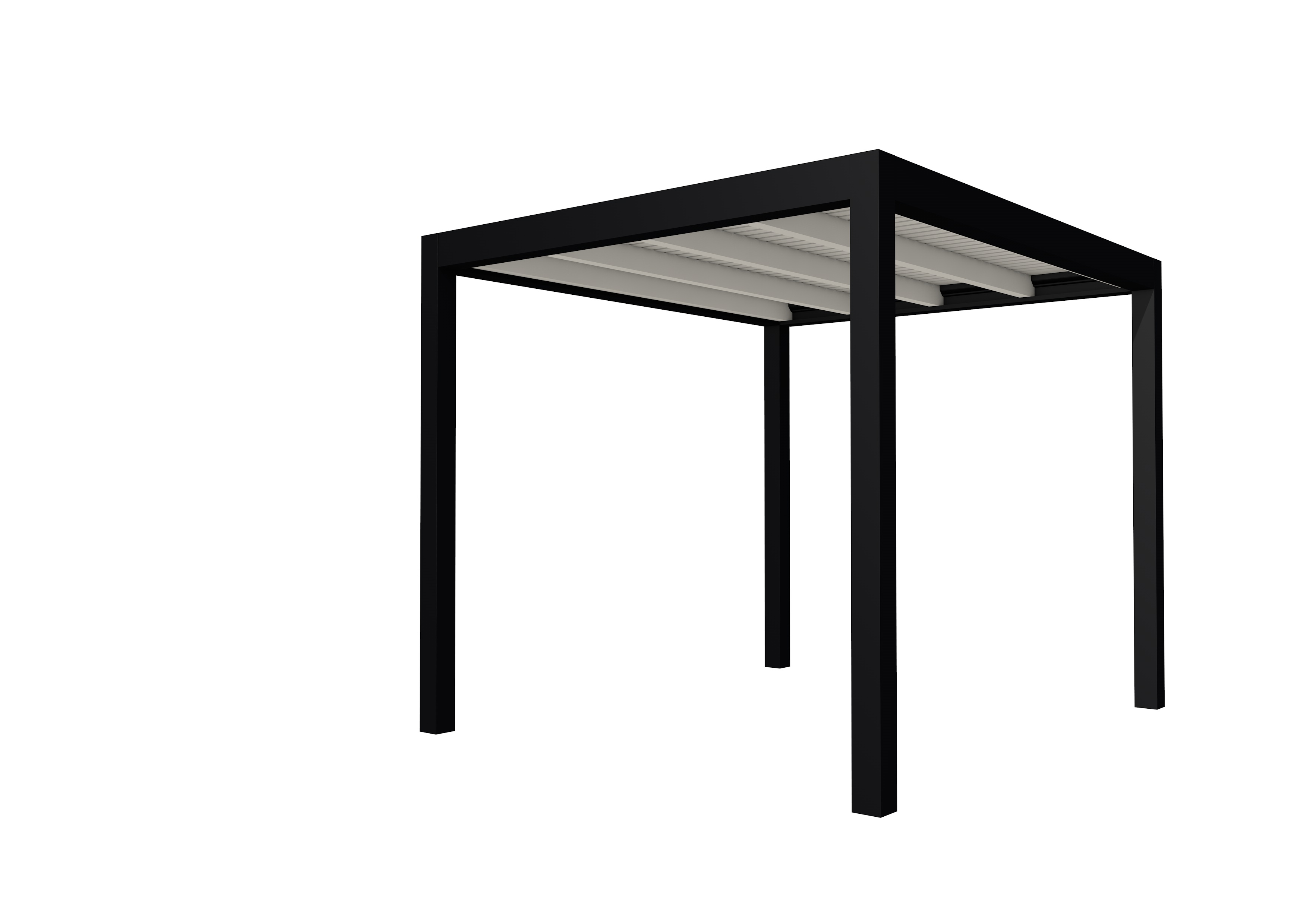 Buitenverblijf plat dak Allure I, vuren, basismodel L/B, 253x303 cm, wit gespoten.