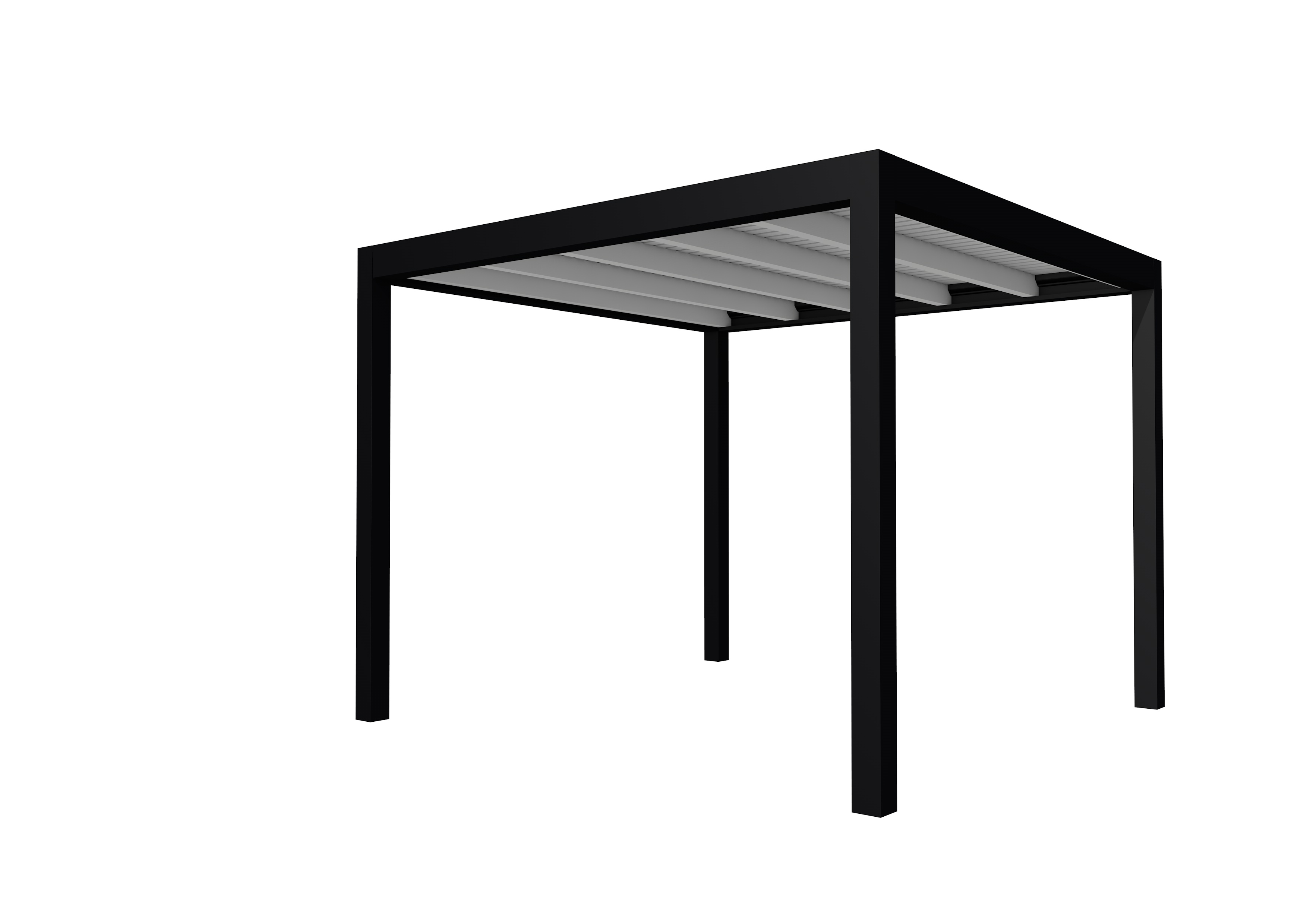 Buitenverblijf plat dak Allure I, vuren, basismodel L/C, 303x303 cm, lichtgrijs gespoten.