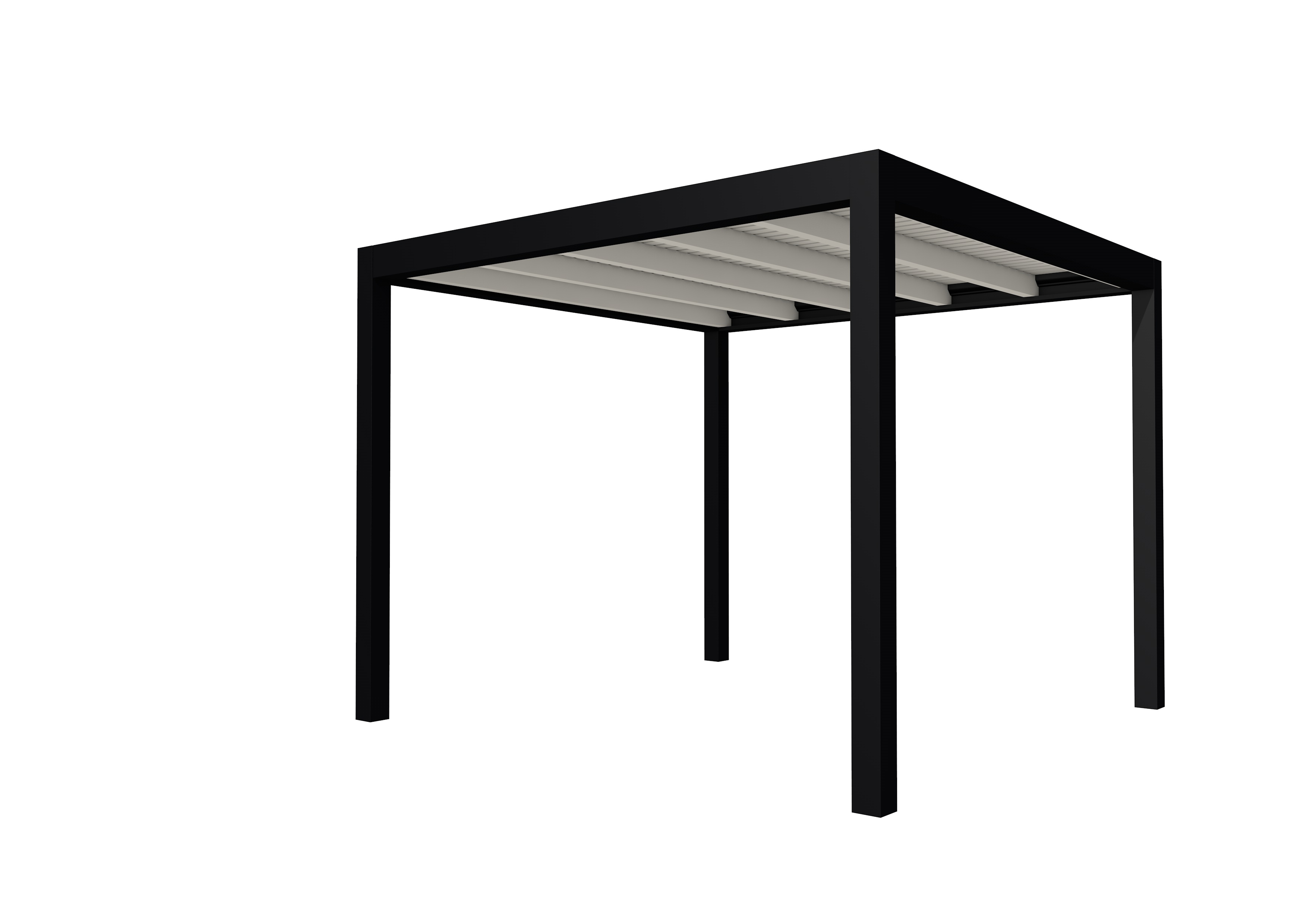 Buitenverblijf plat dak Allure I, vuren, basismodel L/C, 303x303 cm, wit gespoten.