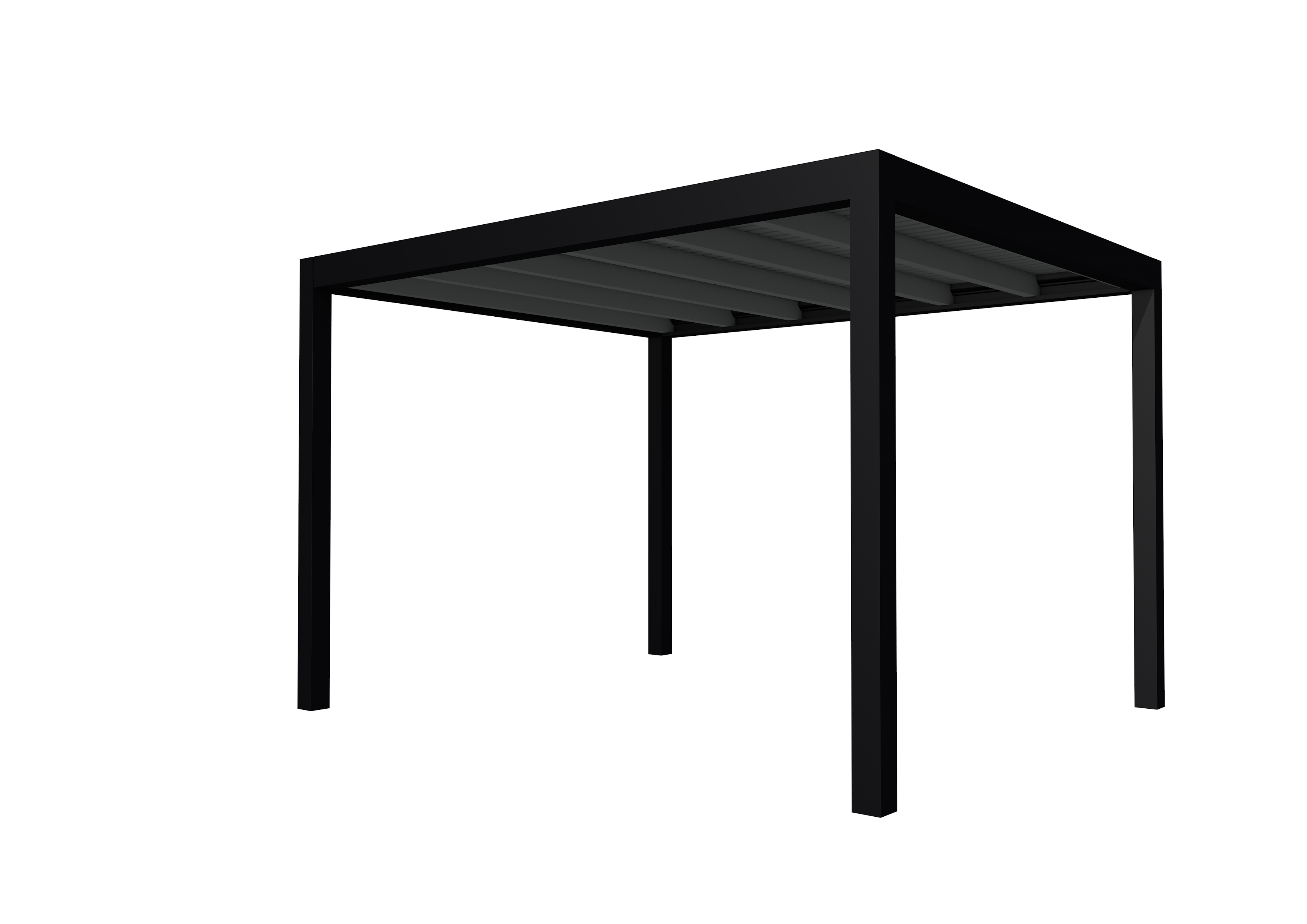 Buitenverblijf plat dak Allure I, vuren, basismodel L/D, 353x303 cm, antraciet gespoten.