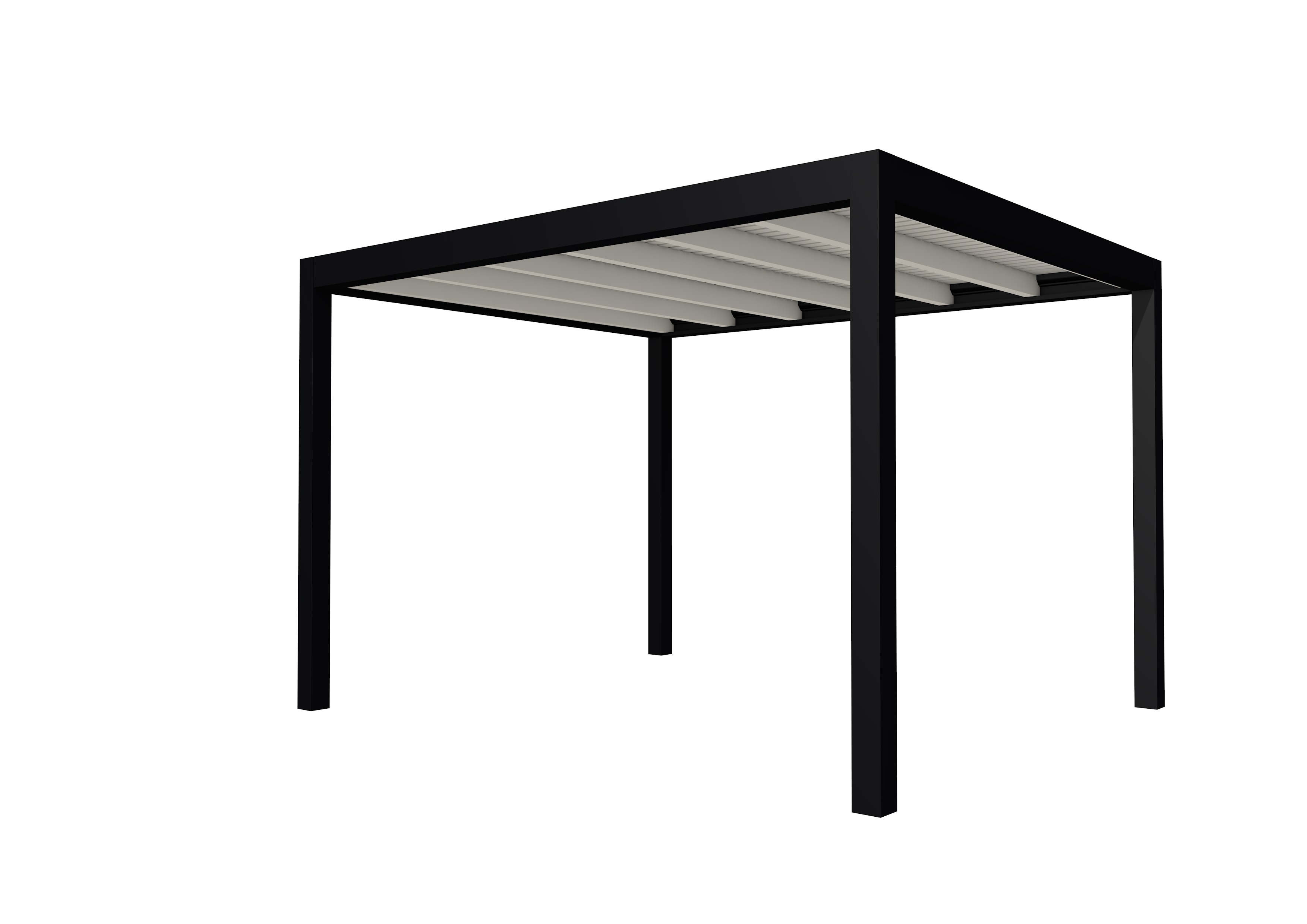 Buitenverblijf plat dak Allure I, vuren, basismodel L/D, 353x303 cm, wit gespoten.