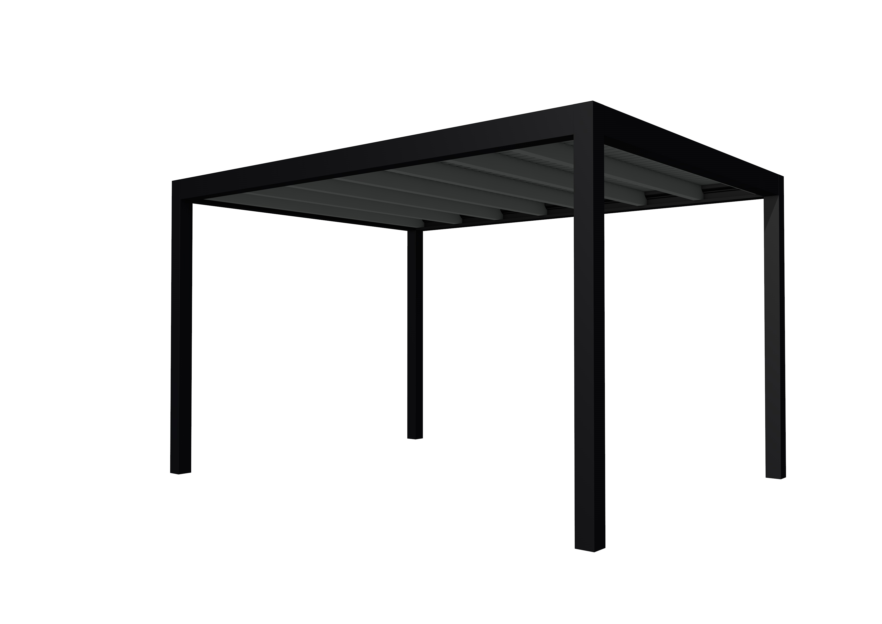 Buitenverblijf plat dak Allure I, vuren, basismodel L/E, 395x303 cm, antraciet gespoten.