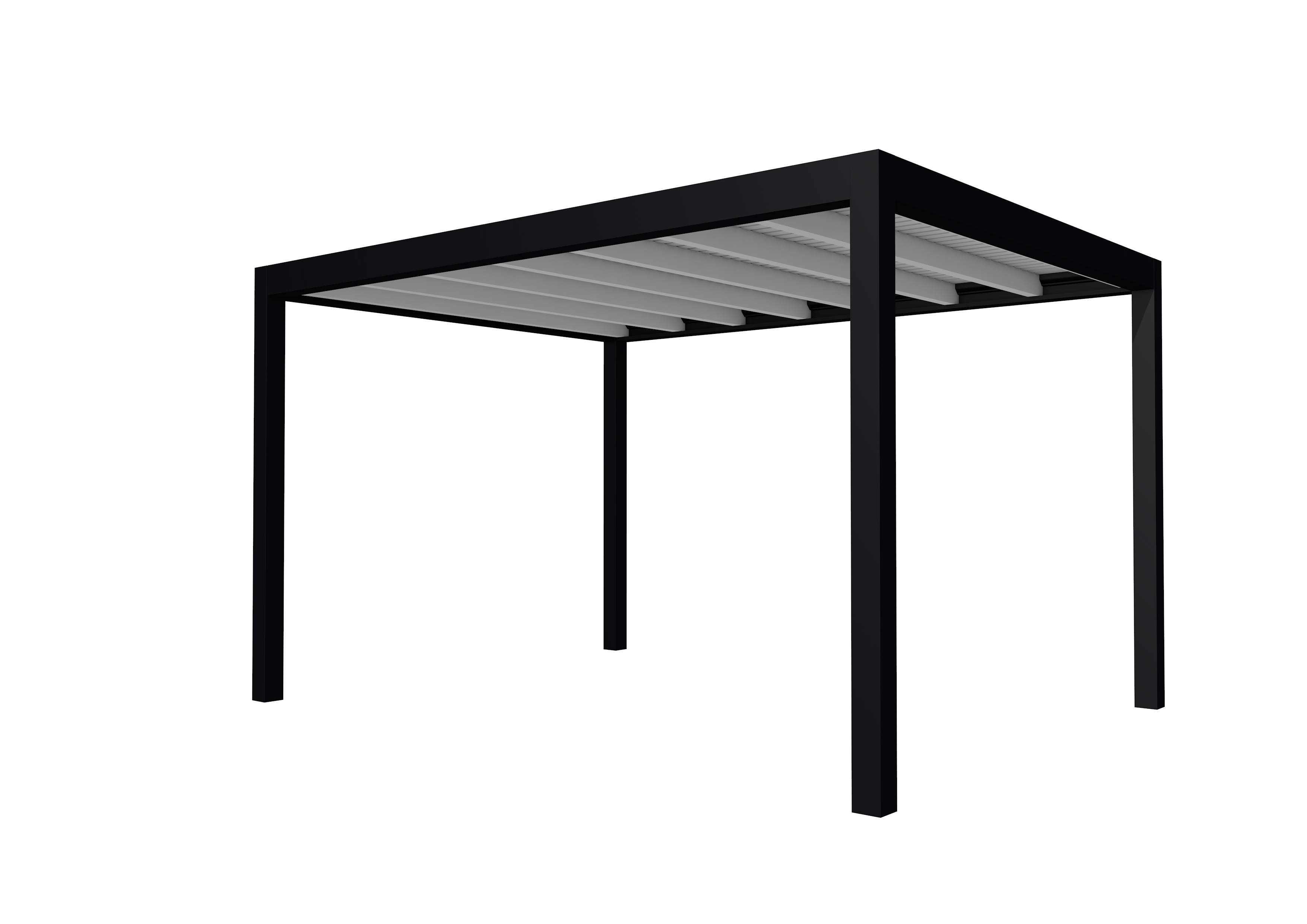 Buitenverblijf plat dak Allure I, vuren, basismodel L/E, 395x303 cm, lichtgrijs gespoten.