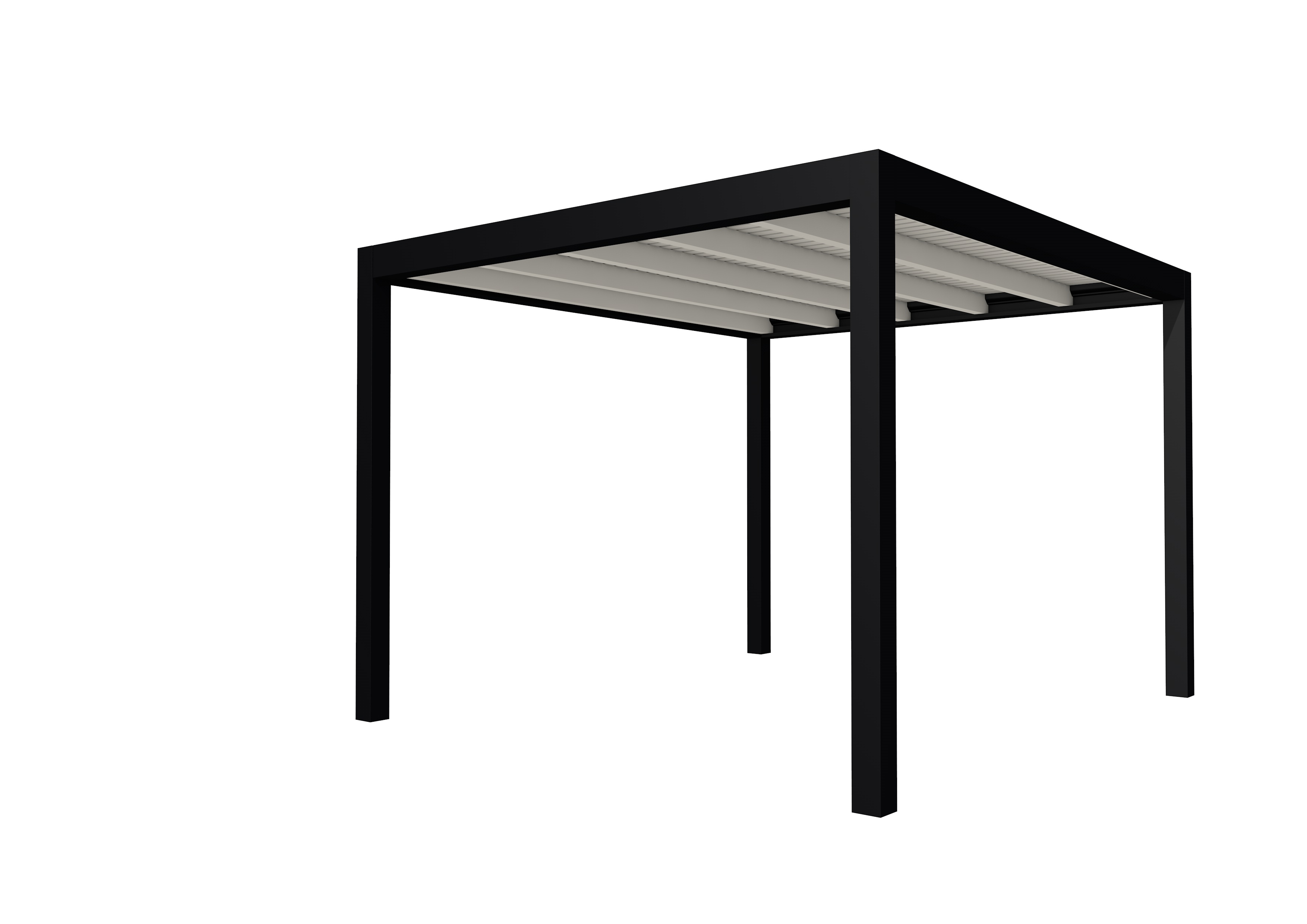 Buitenverblijf plat dak Allure I, vuren, basismodel XL/C, 303x353 cm, wit gespoten.