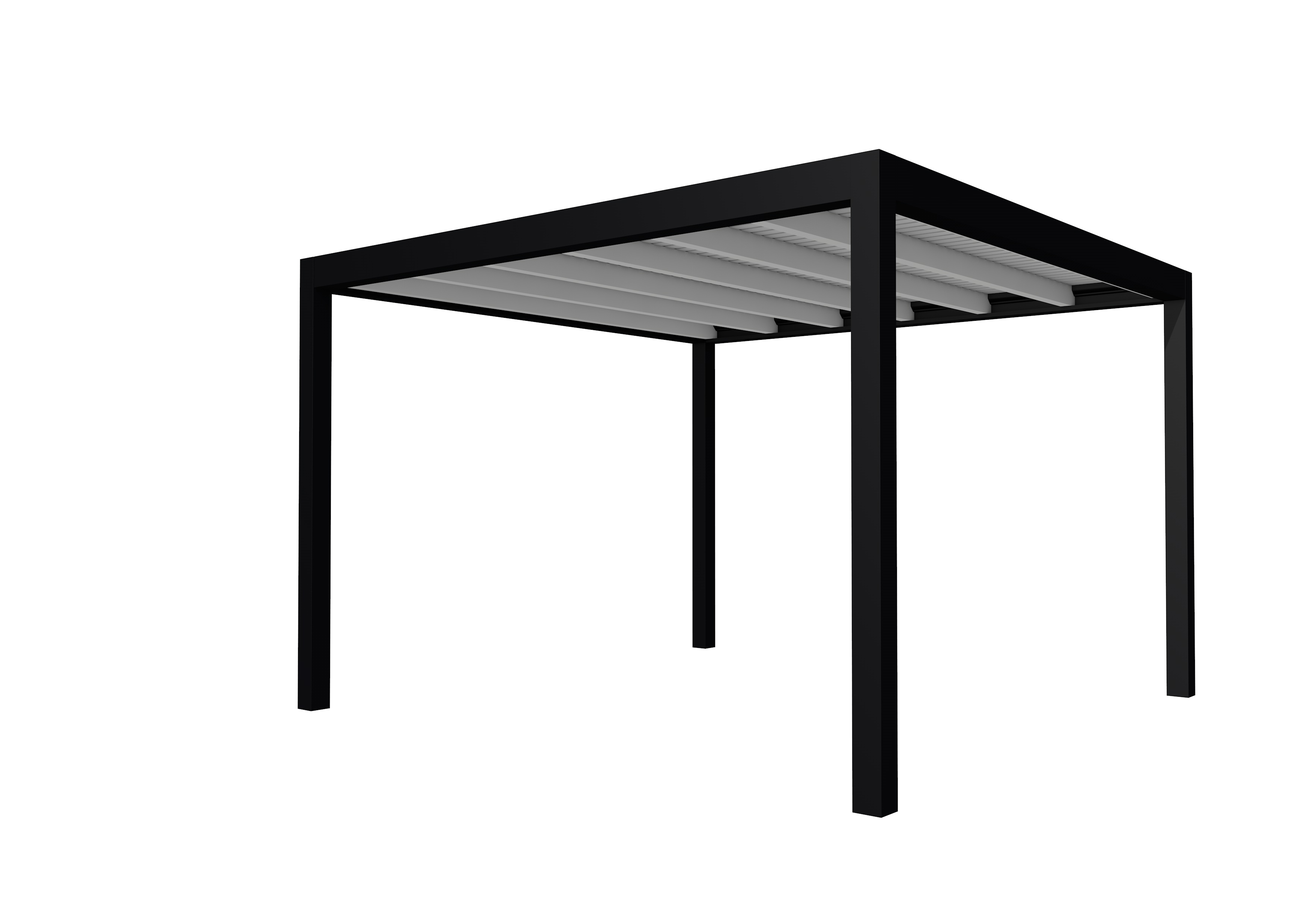 Buitenverblijf plat dak Allure I, vuren, basismodel XL/D, 353x353 cm, lichtgrijs gespoten.