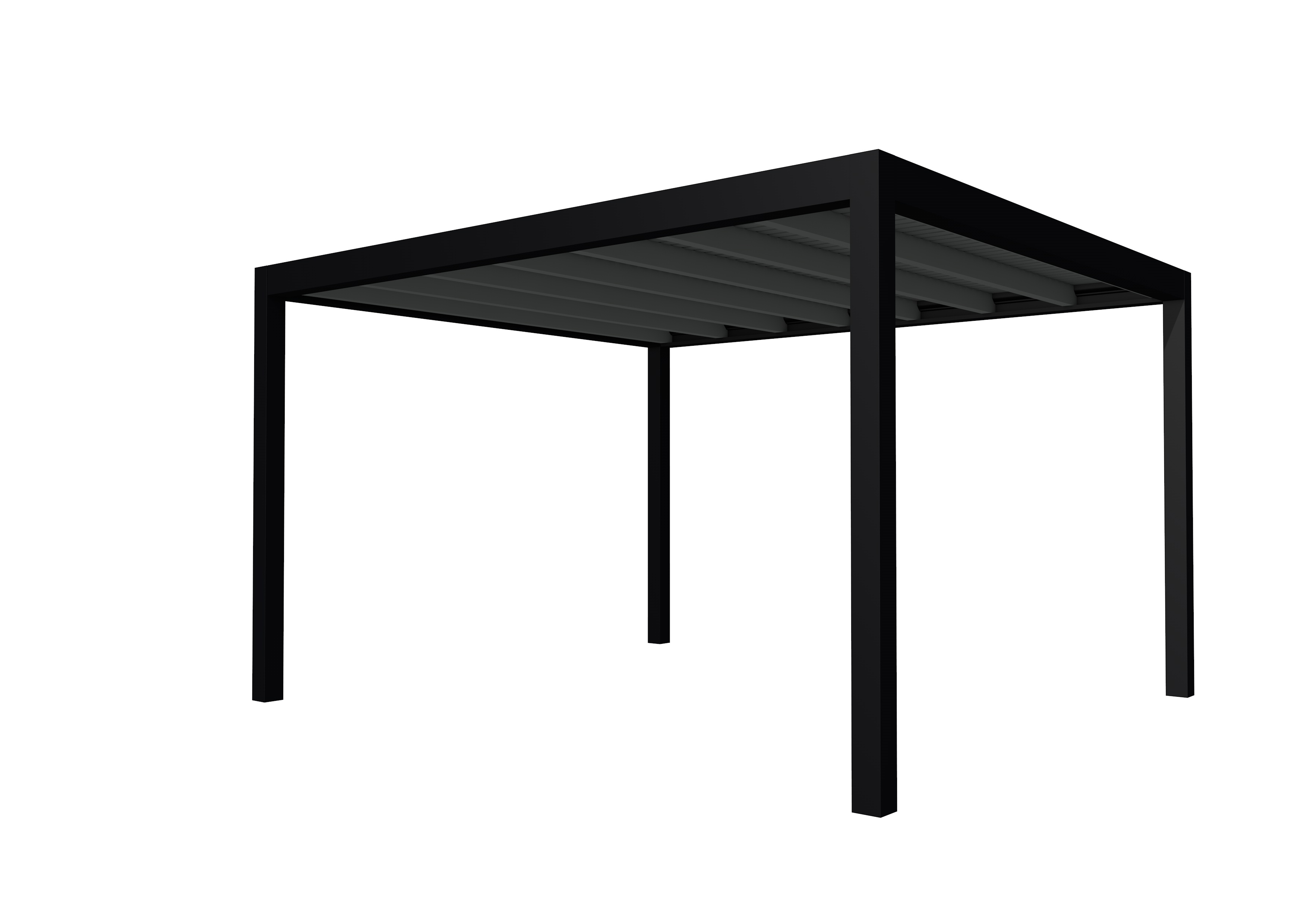 Buitenverblijf plat dak Allure I, vuren, basismodel XL/E, 395x353 cm, antraciet gespoten.