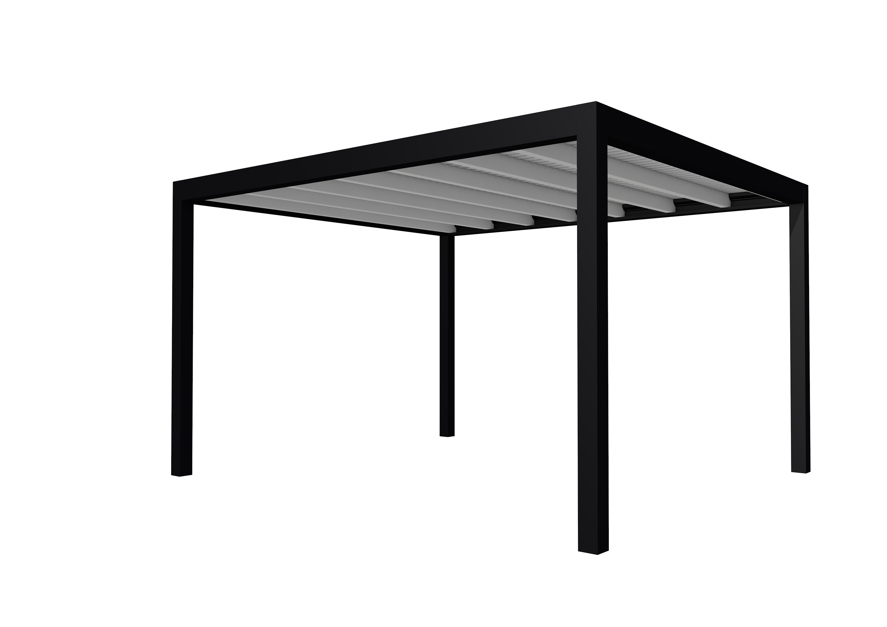 Buitenverblijf plat dak Allure I, vuren, basismodel XL/E, 395x353 cm, lichtgrijs gespoten.